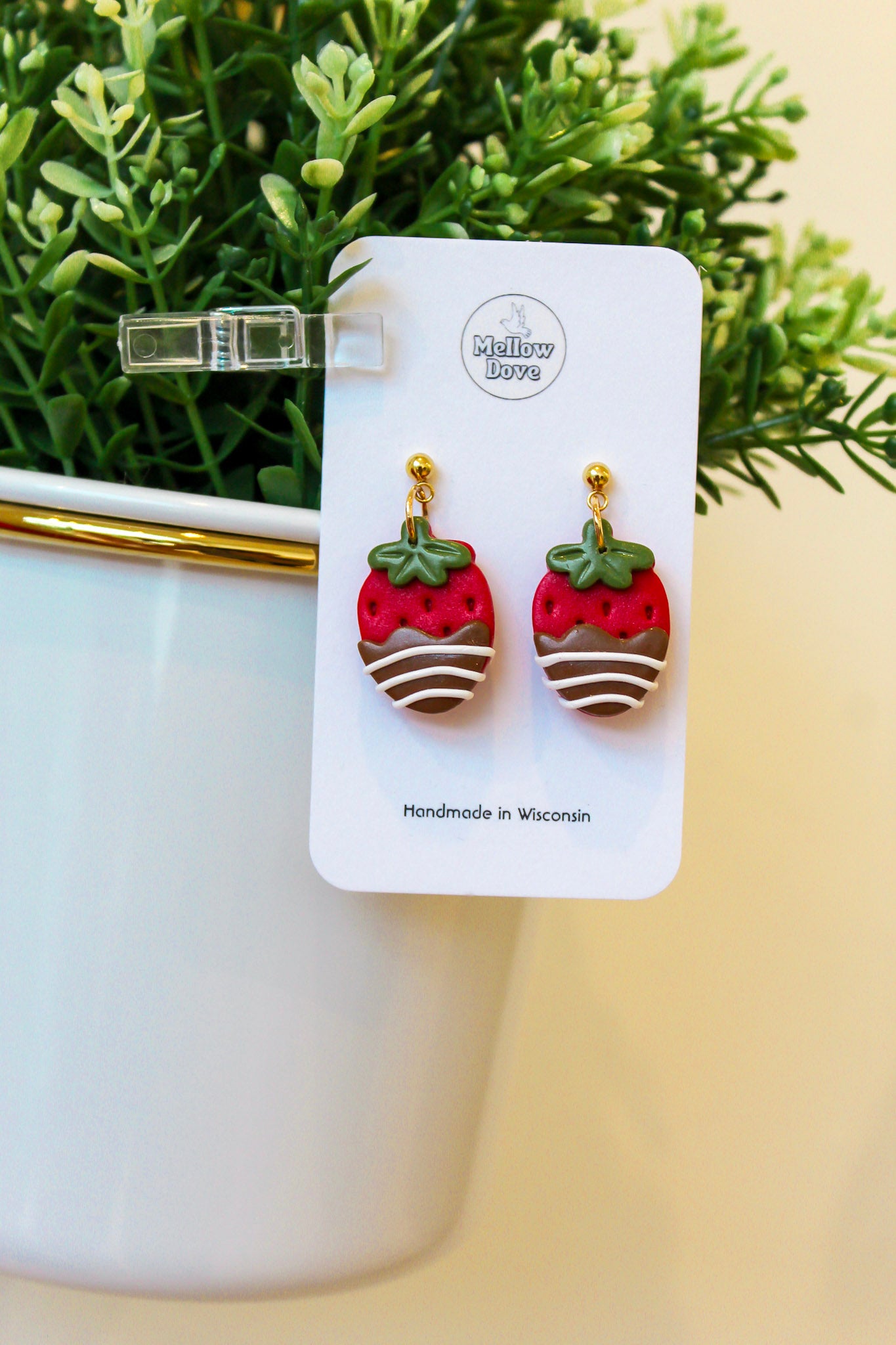 Chocolate Covered Strawberry Earrings