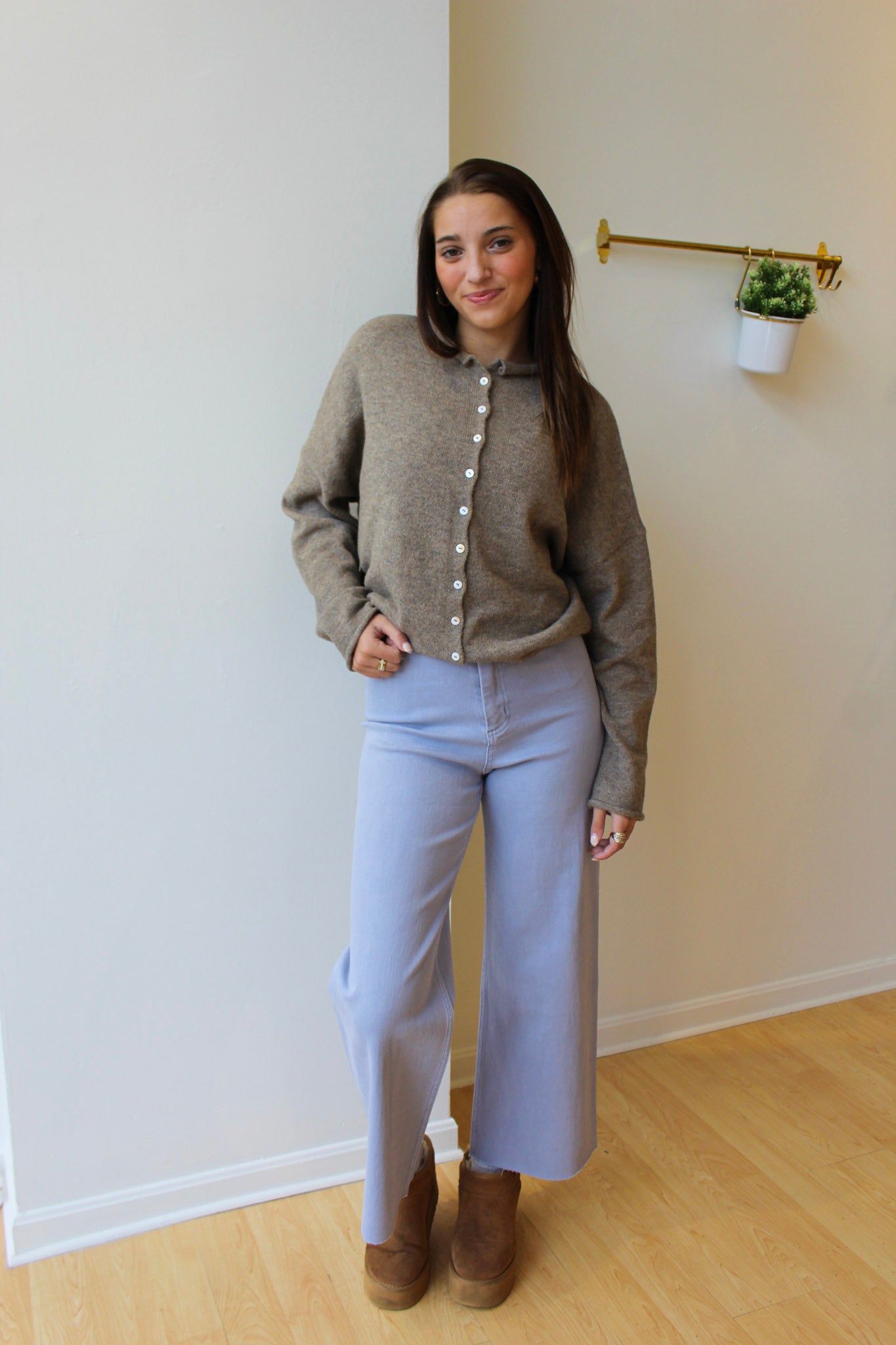 Wide Leg Denim Jeans - Lavender