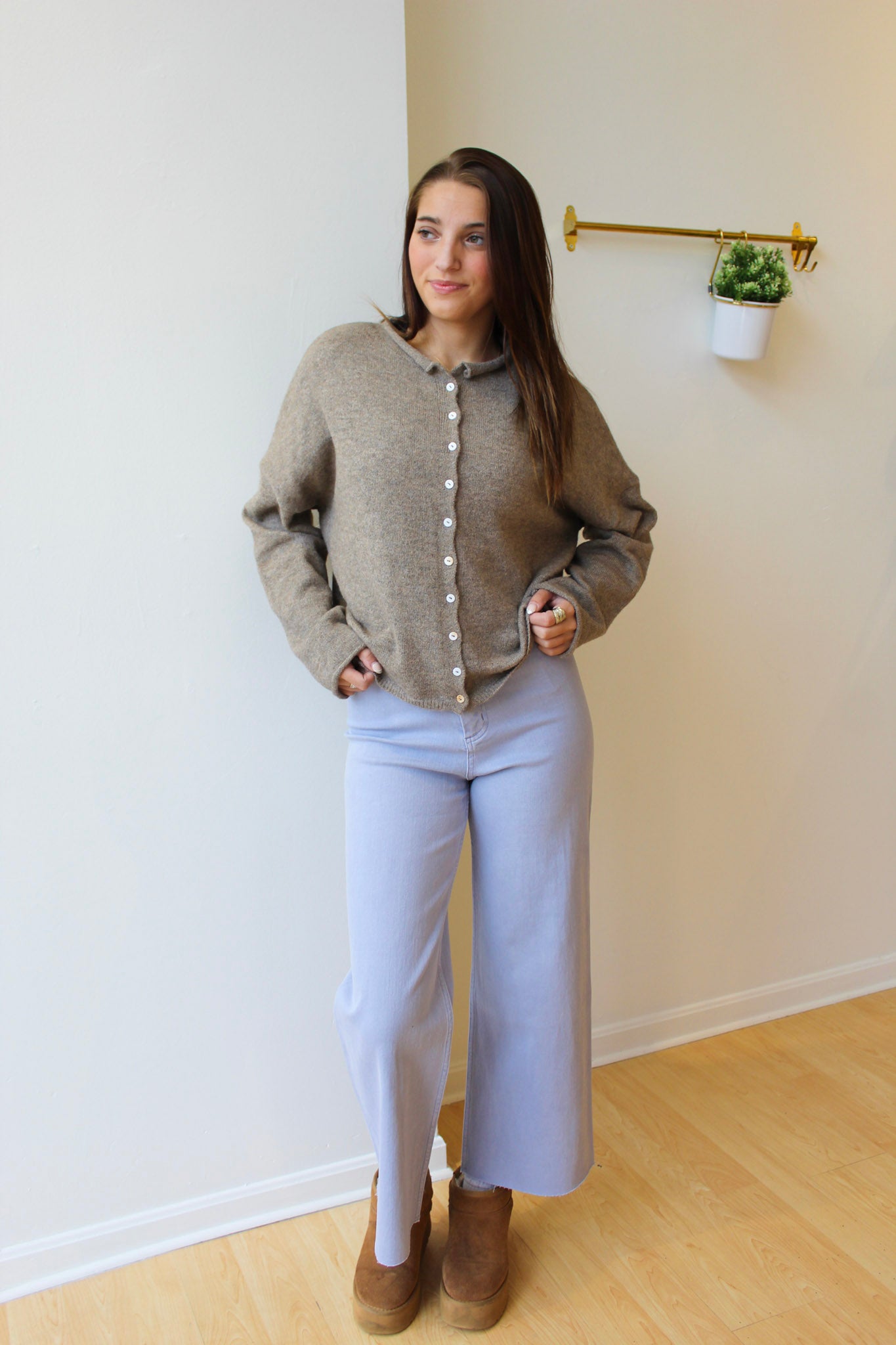 Wide Leg Denim Jeans - Lavender