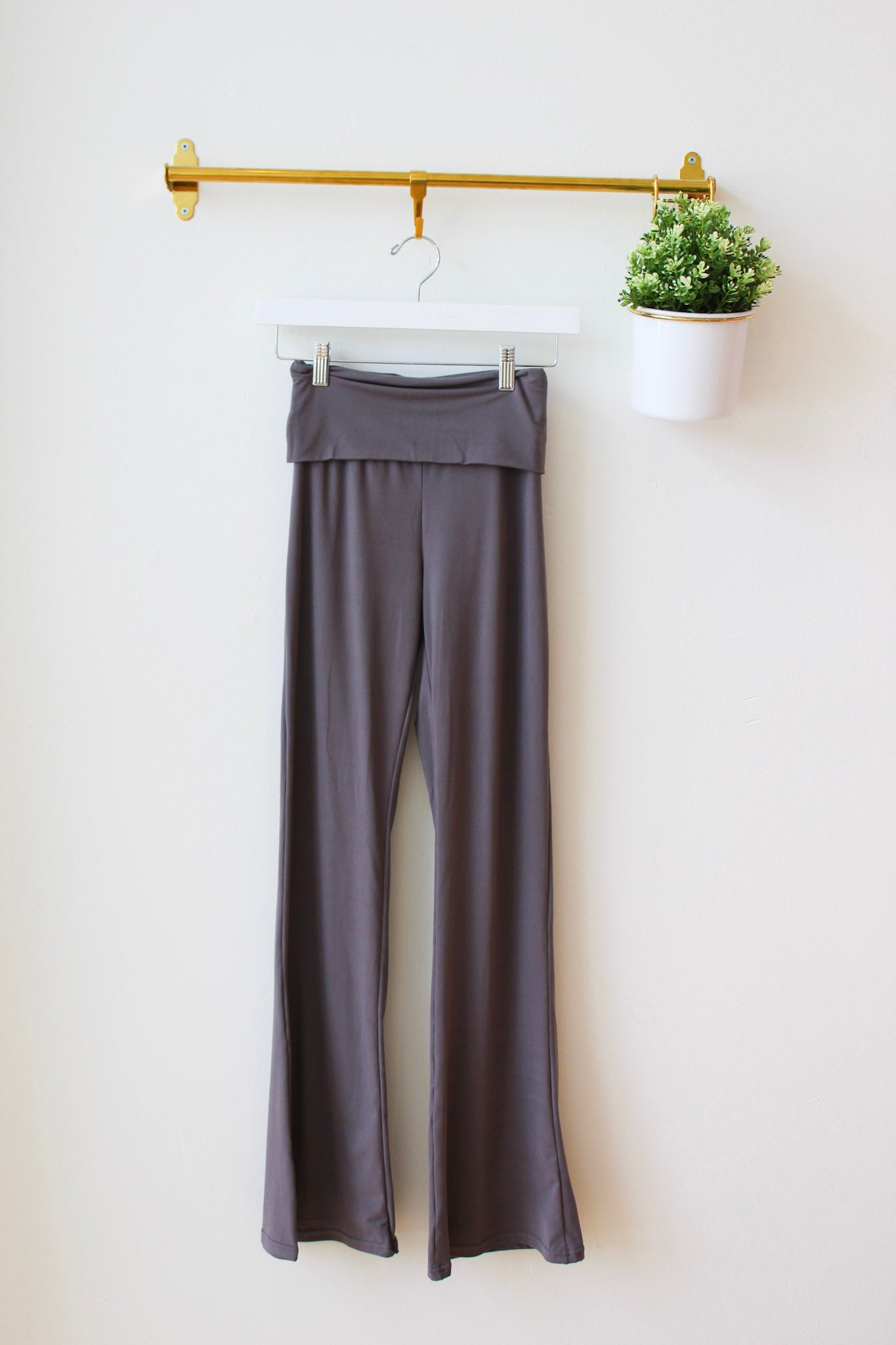 Charcoal Foldover Flare Pants