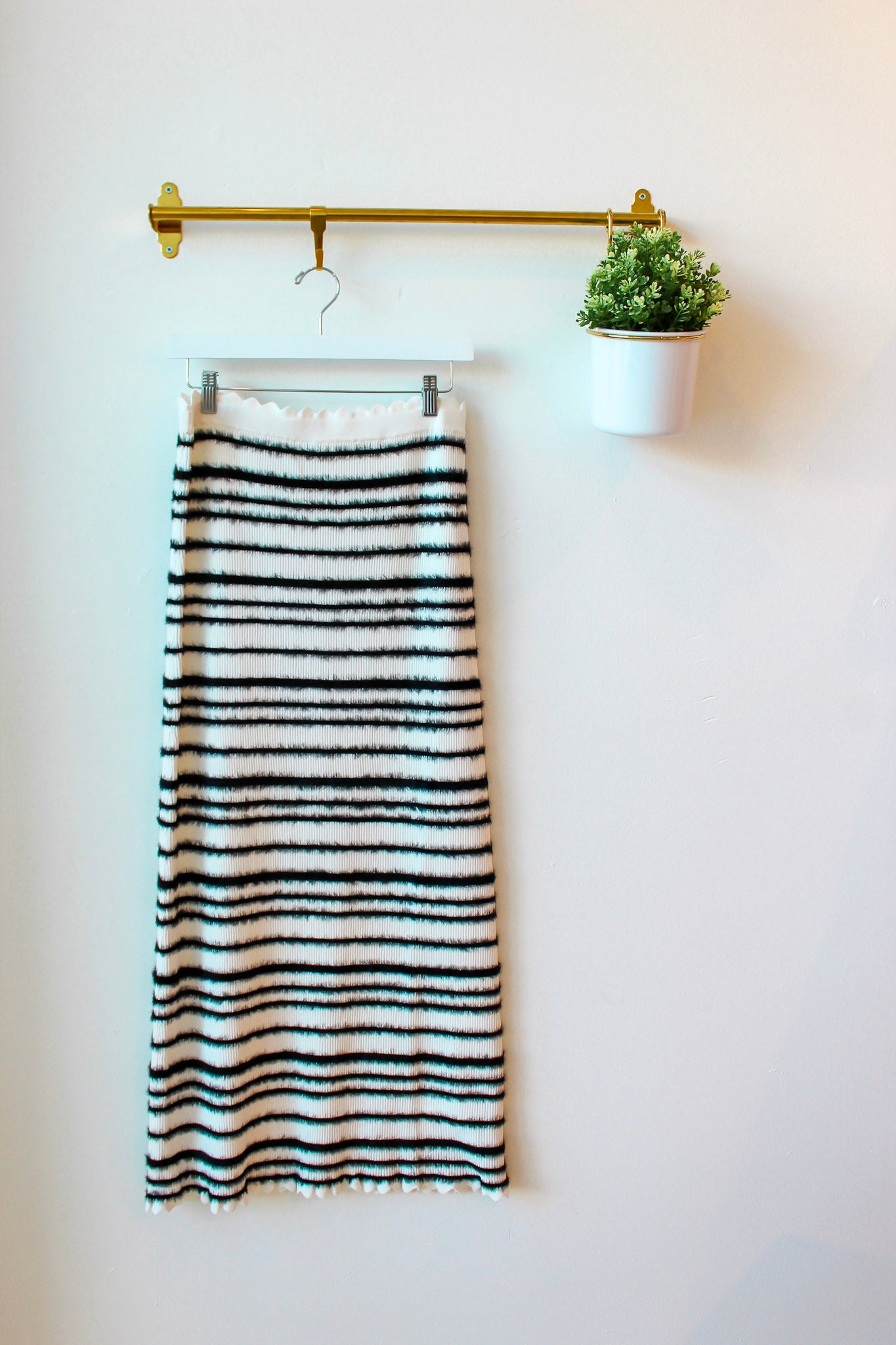 Fuzzy Stripe Midi Skirt