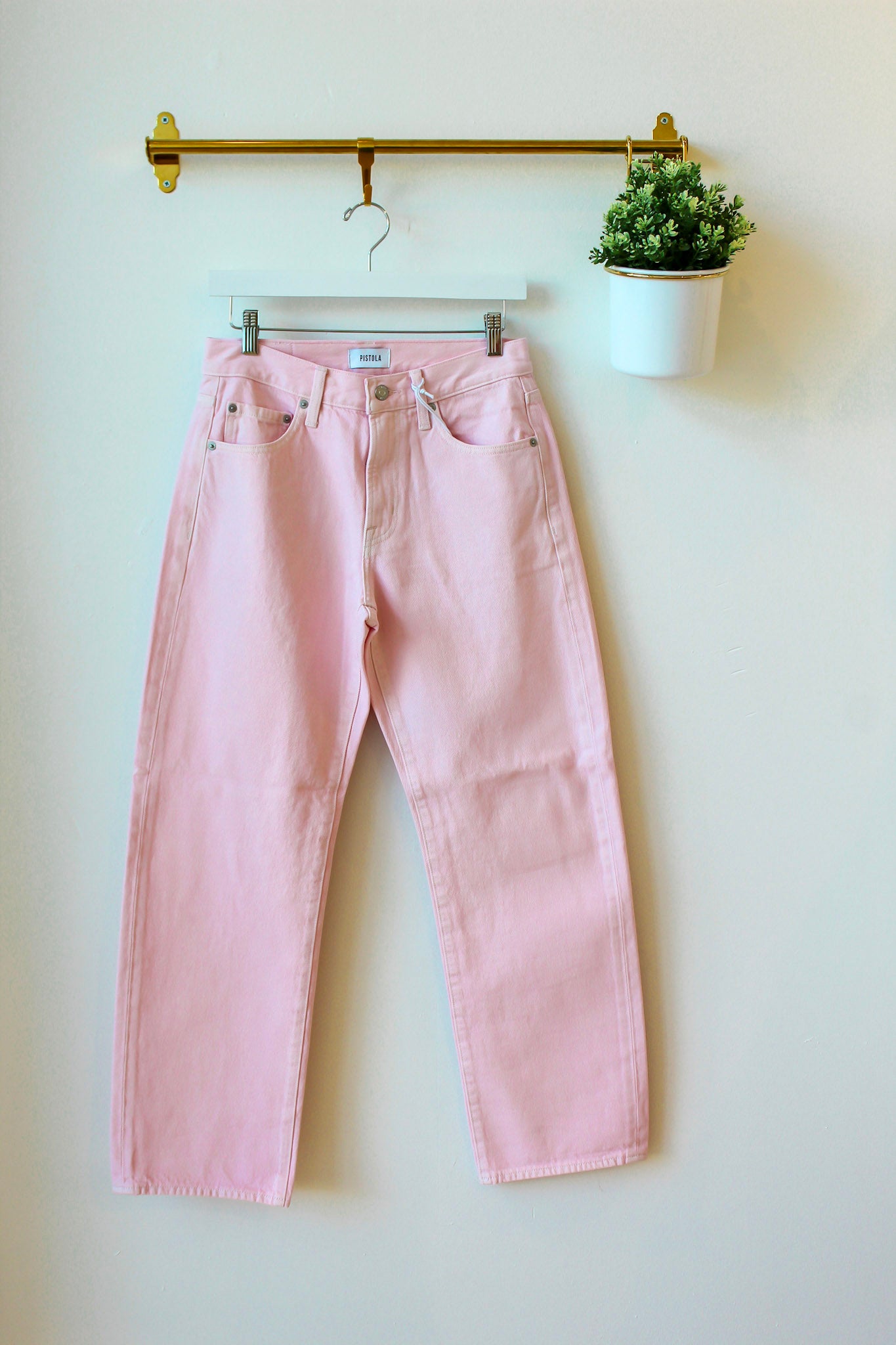 Lexi Mid Rise Bowed Straight Jean - Blush