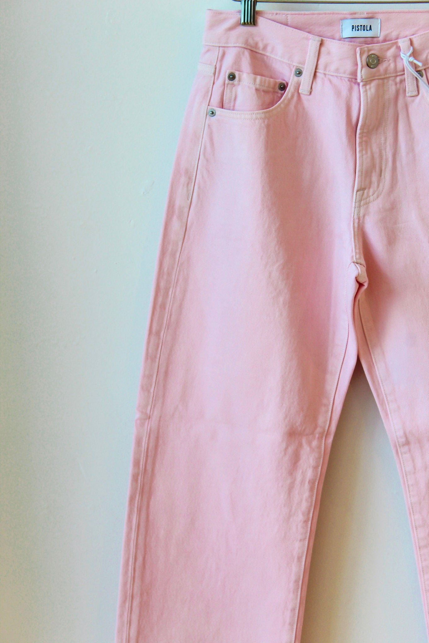 Lexi Mid Rise Bowed Straight Jean - Blush