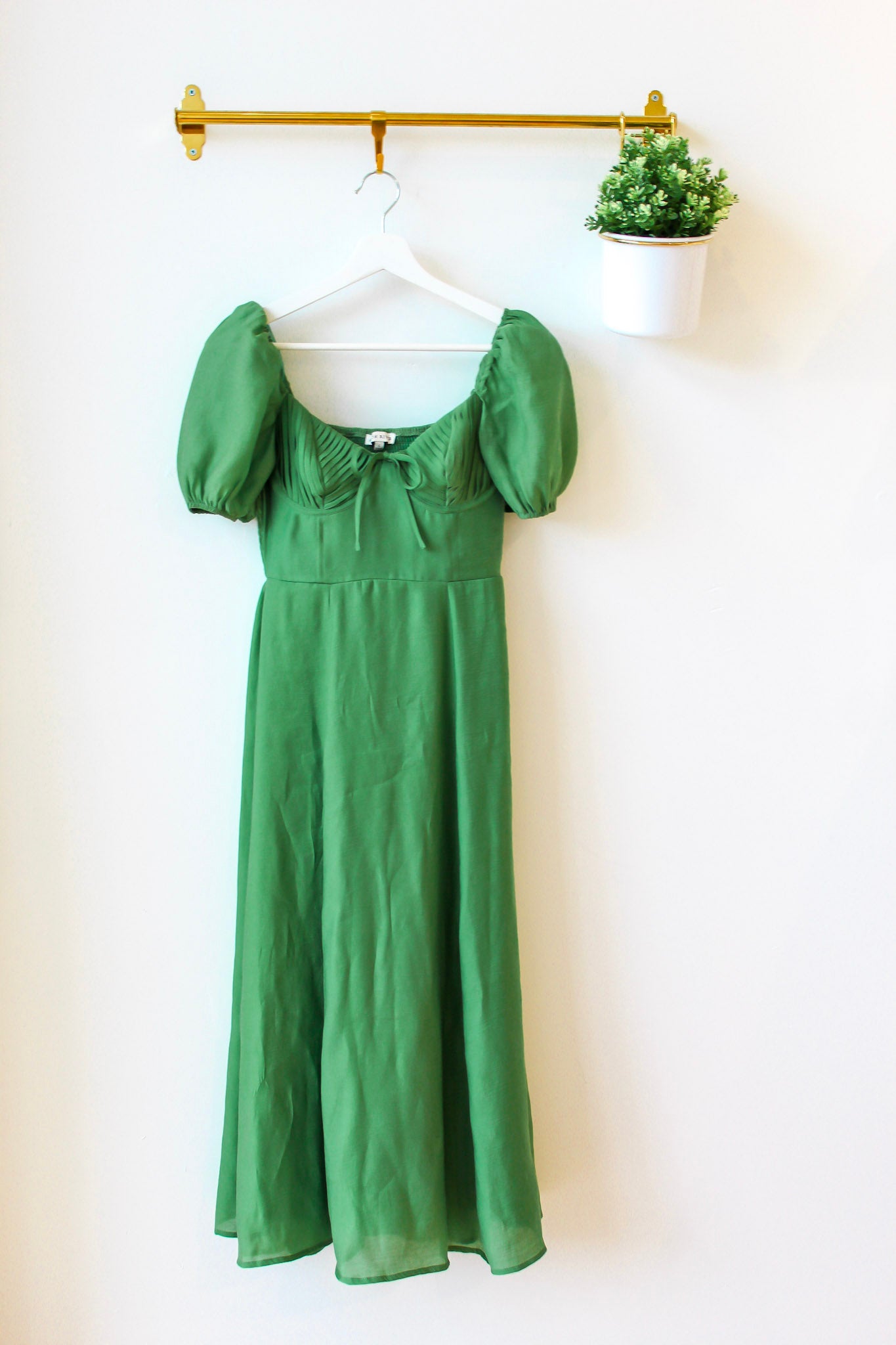 Simone Puff Sleeve Dress - Green Apple