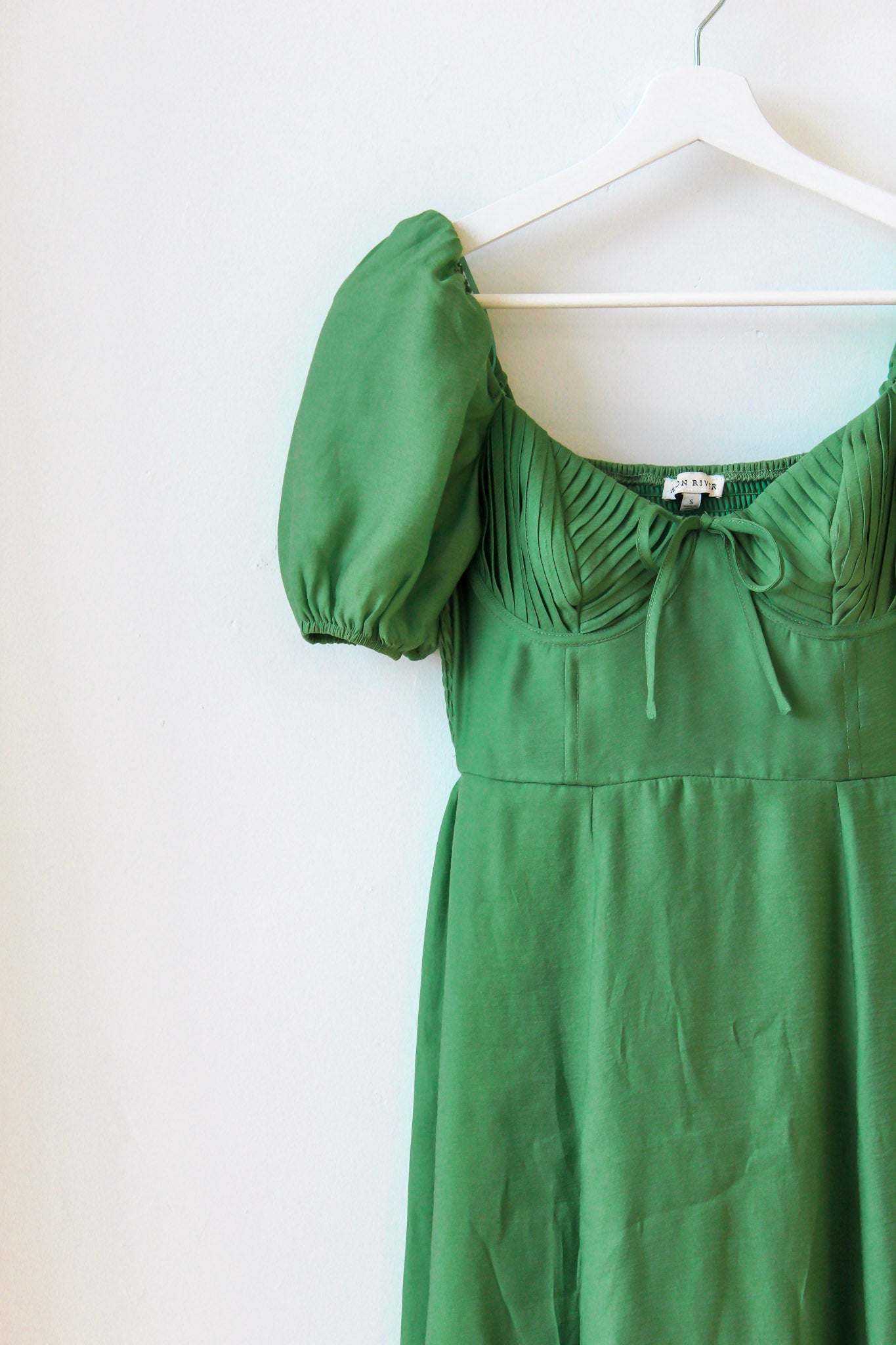 Simone Puff Sleeve Dress - Green Apple