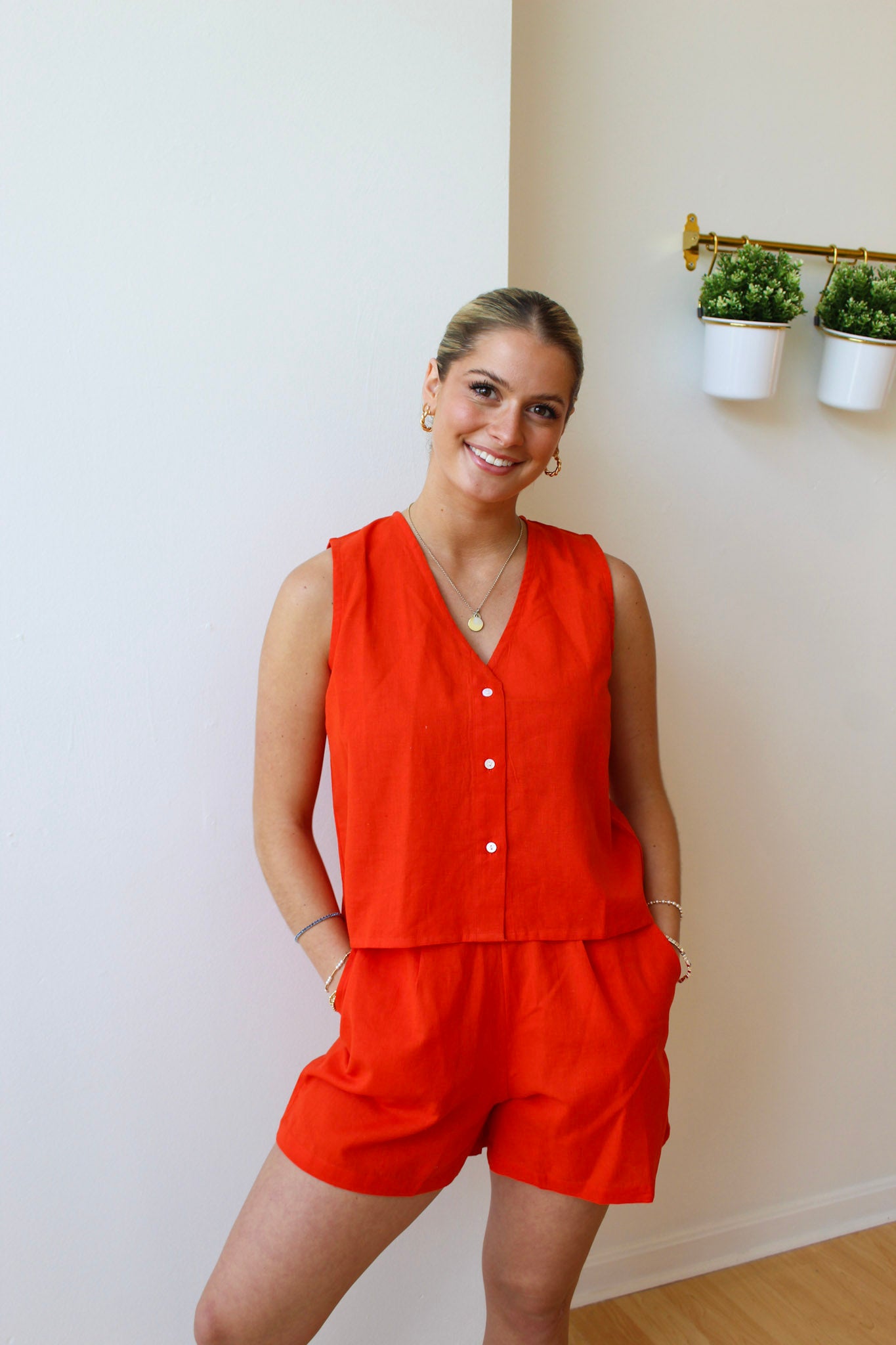 Rorange Button Down Top