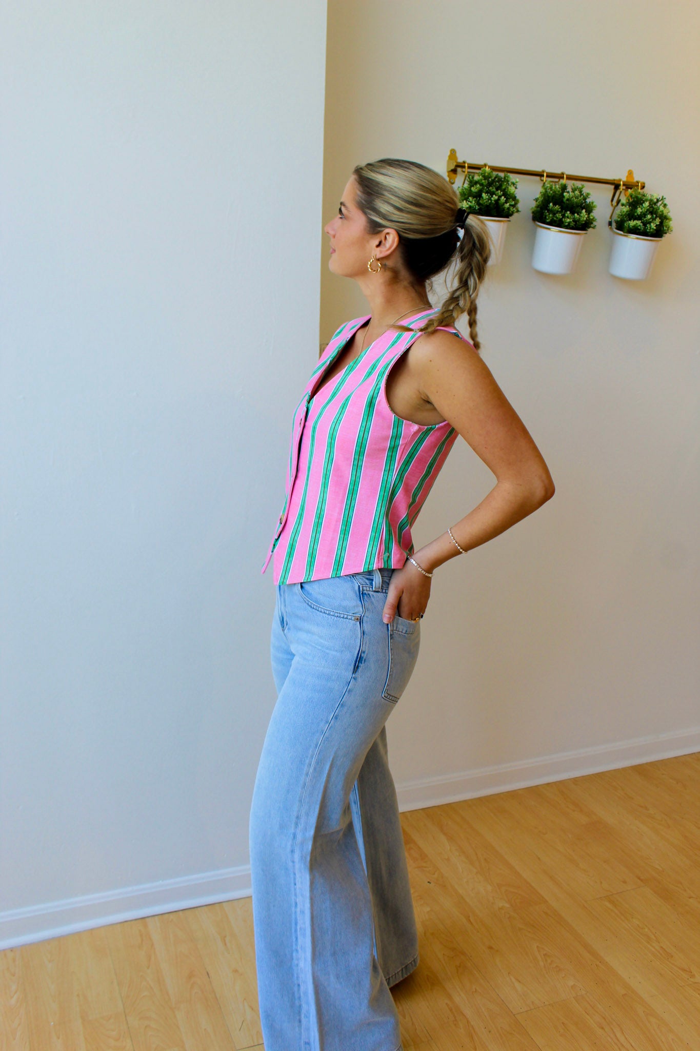 Clyde Vest - Garden Party Stripe