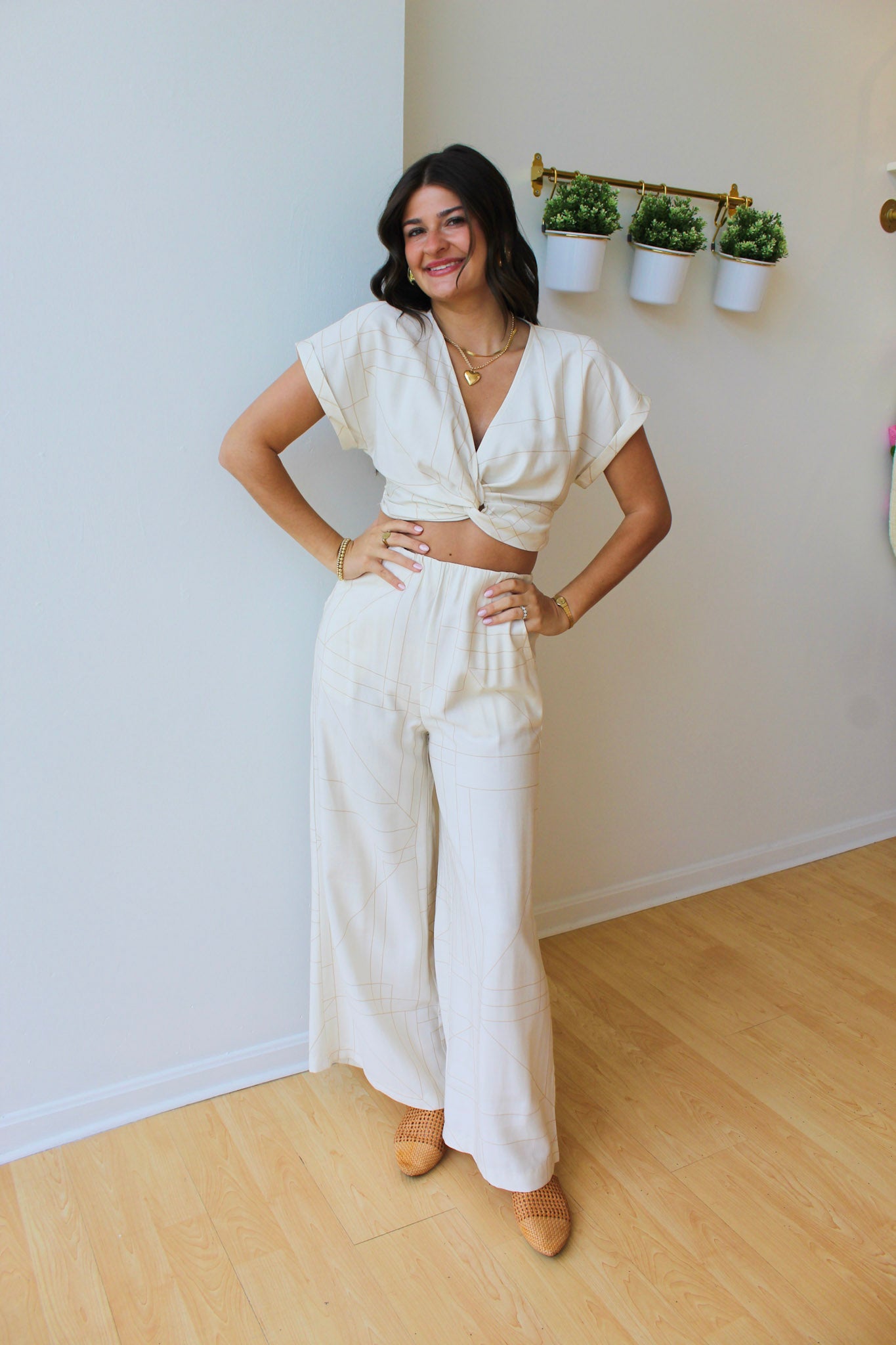 Gretchen Grid Wide Leg Pants