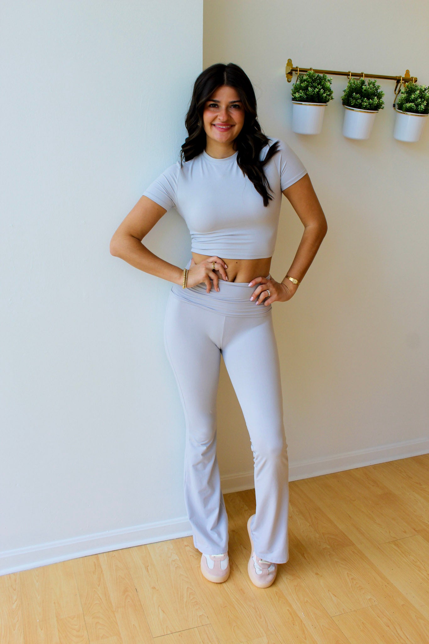 Light Gray Foldover Flare Pants