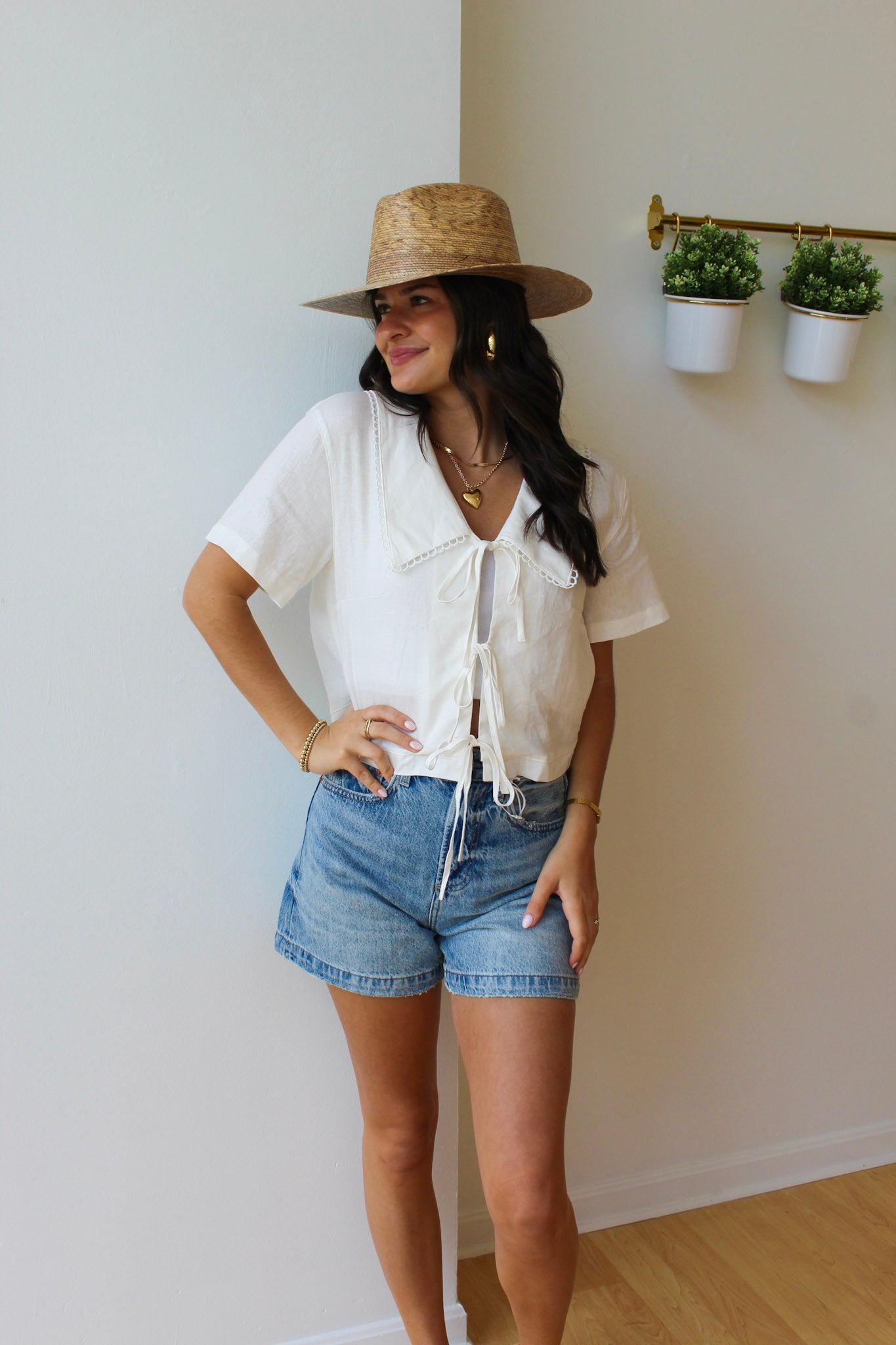 Big Collar Tie Blouse