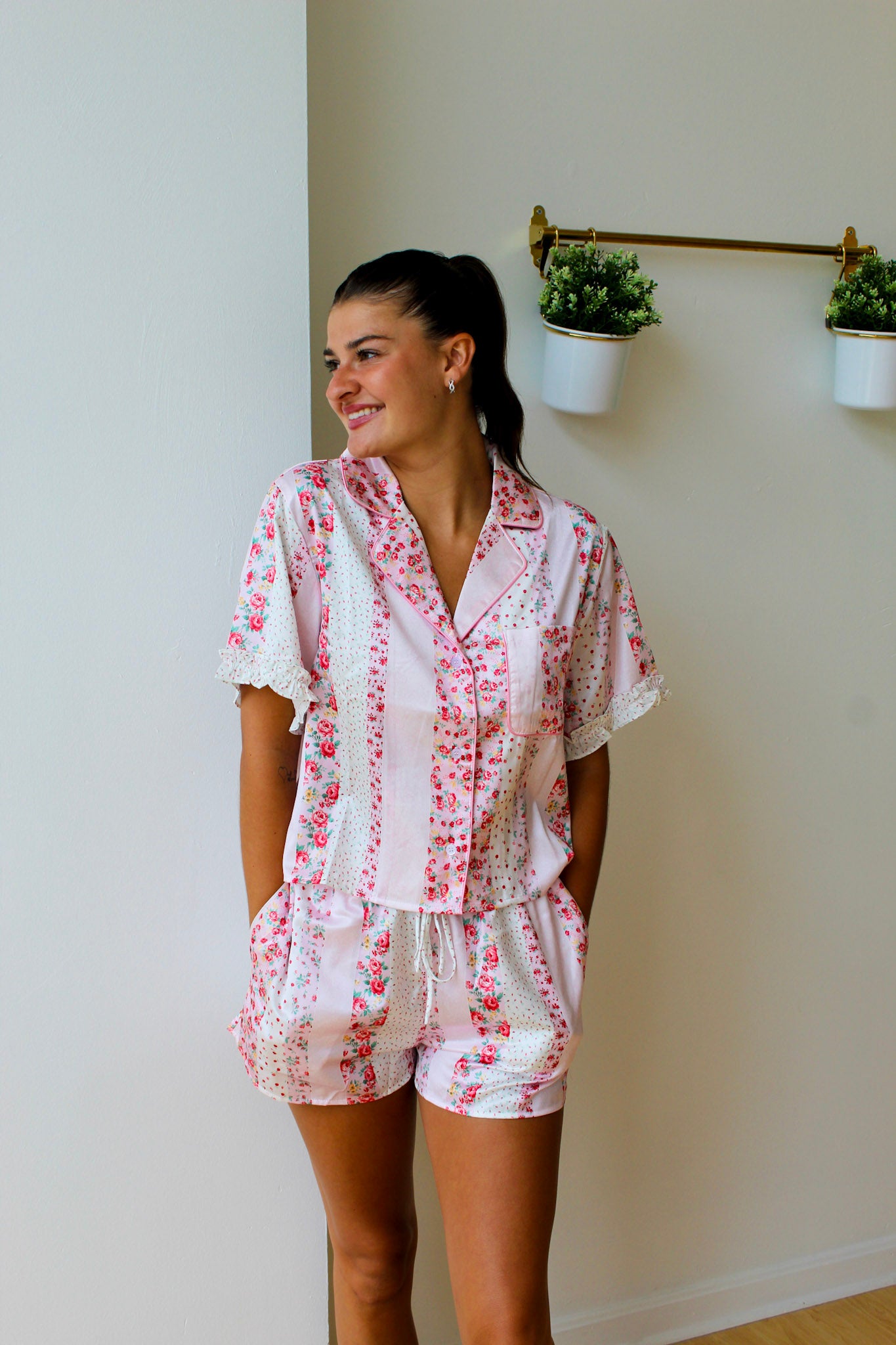 Floral Satin Pajama Sat