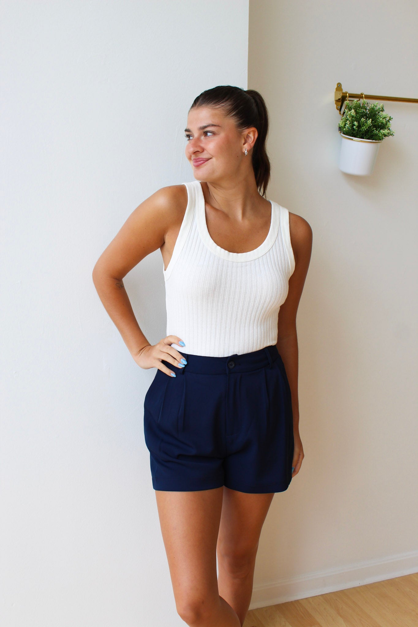 Cooper Sweater Rib Tank - White