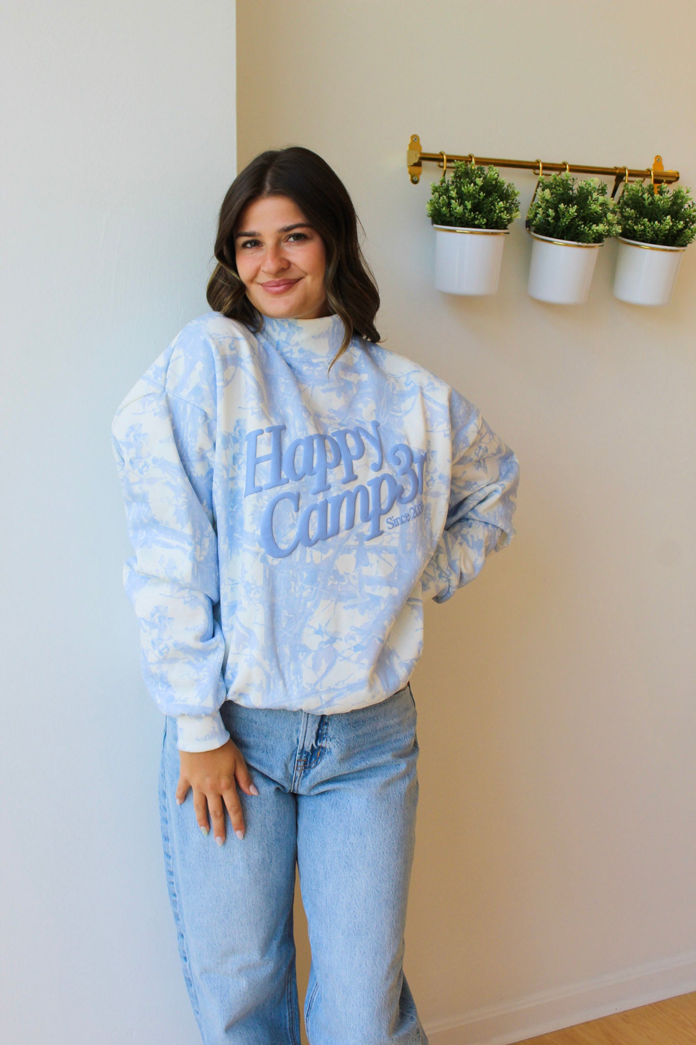 Happy Camp3r Blue Camo Mockneck