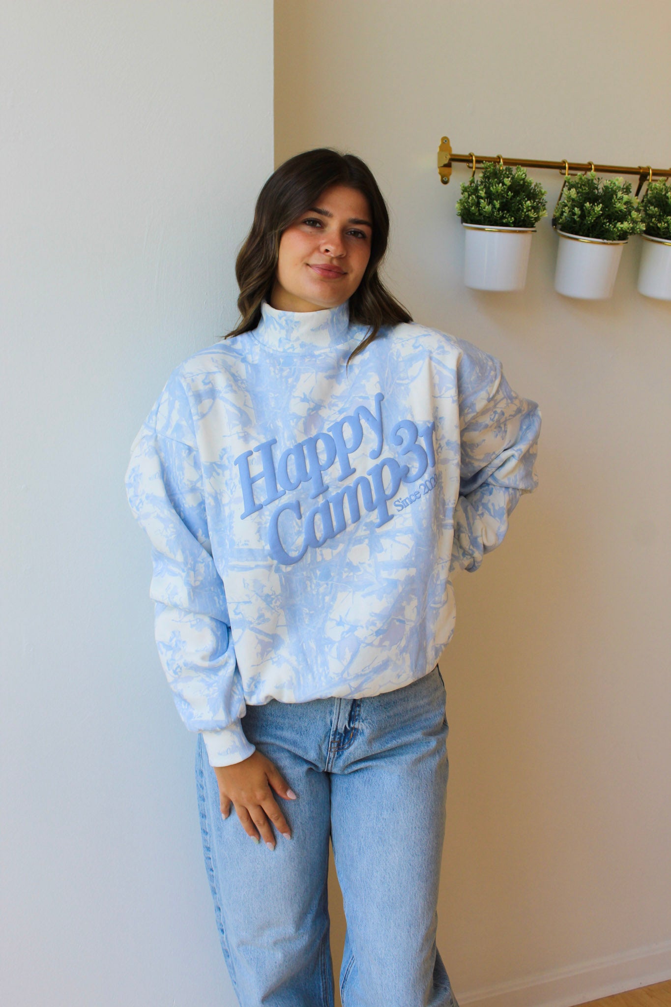 Happy Camp3r Blue Camo Mockneck