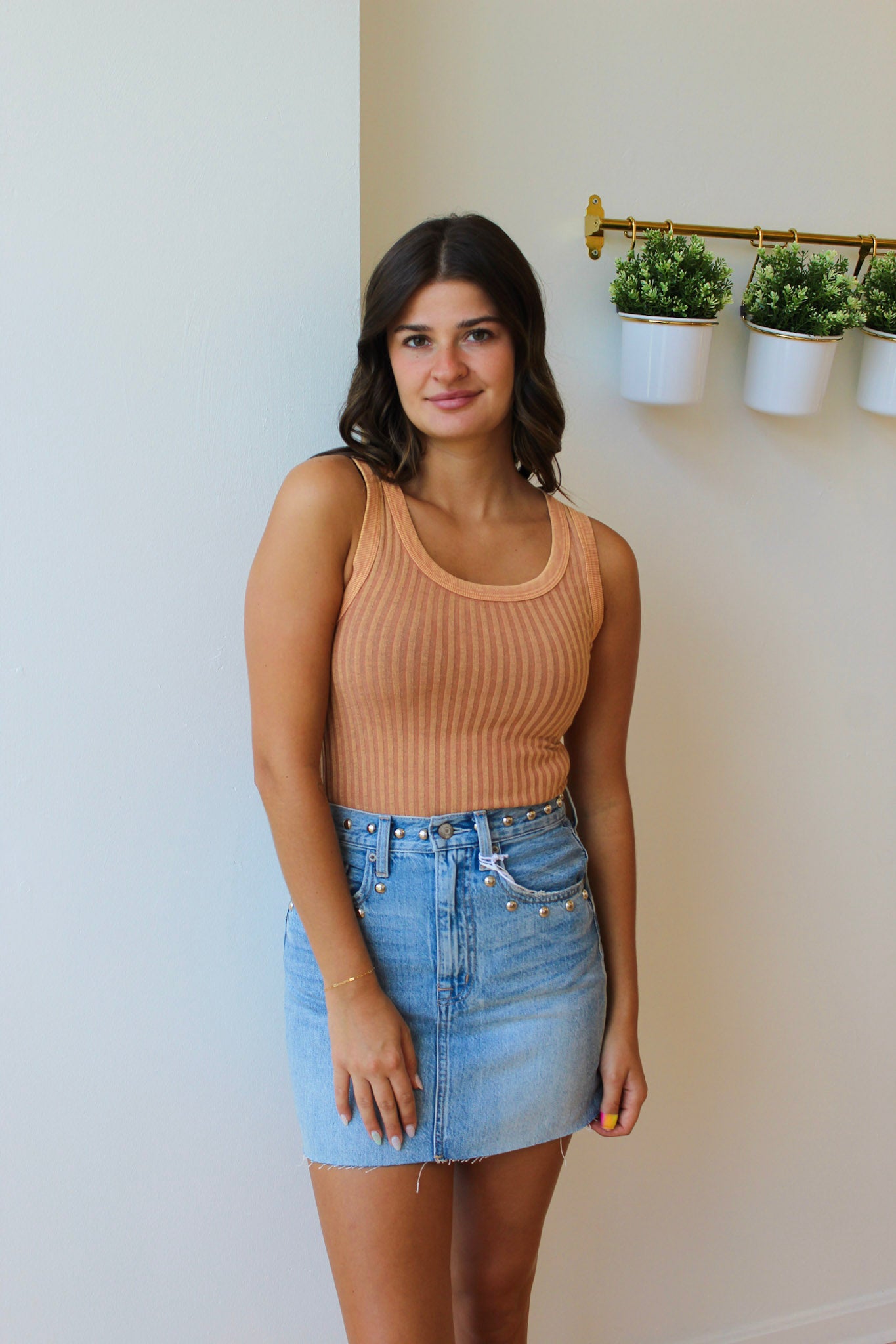 Cooper Sweater Rib Tank - Warm Fawn