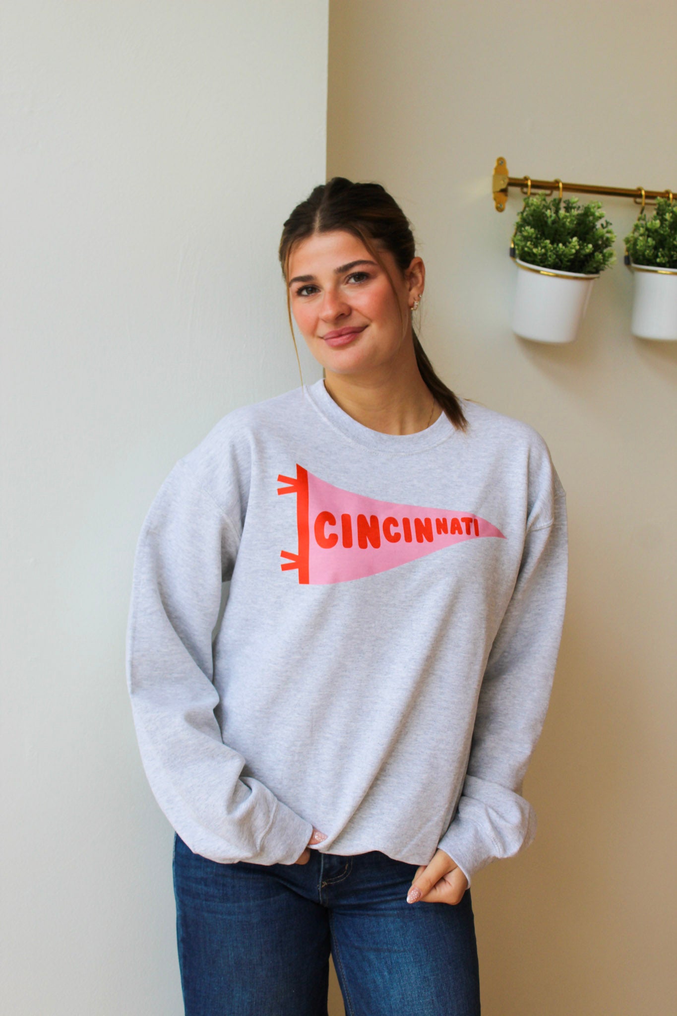 Cincinnati Pennant Sweatshirt - Pink/Red