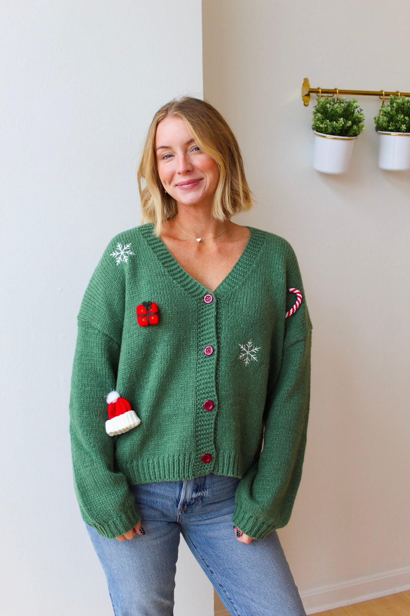 Green Christmas Cardigan