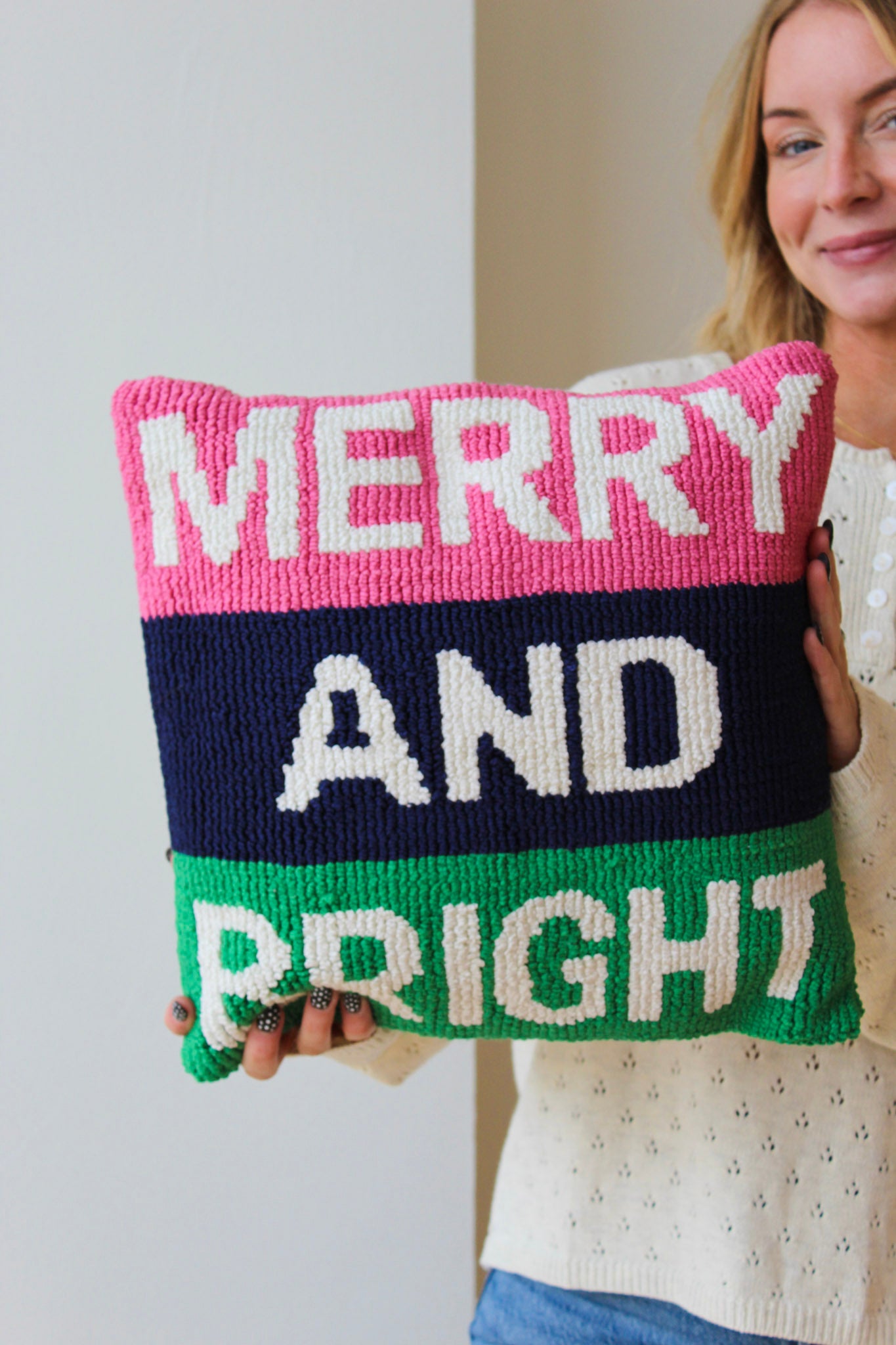 Merry and Bright Tufted Pillow