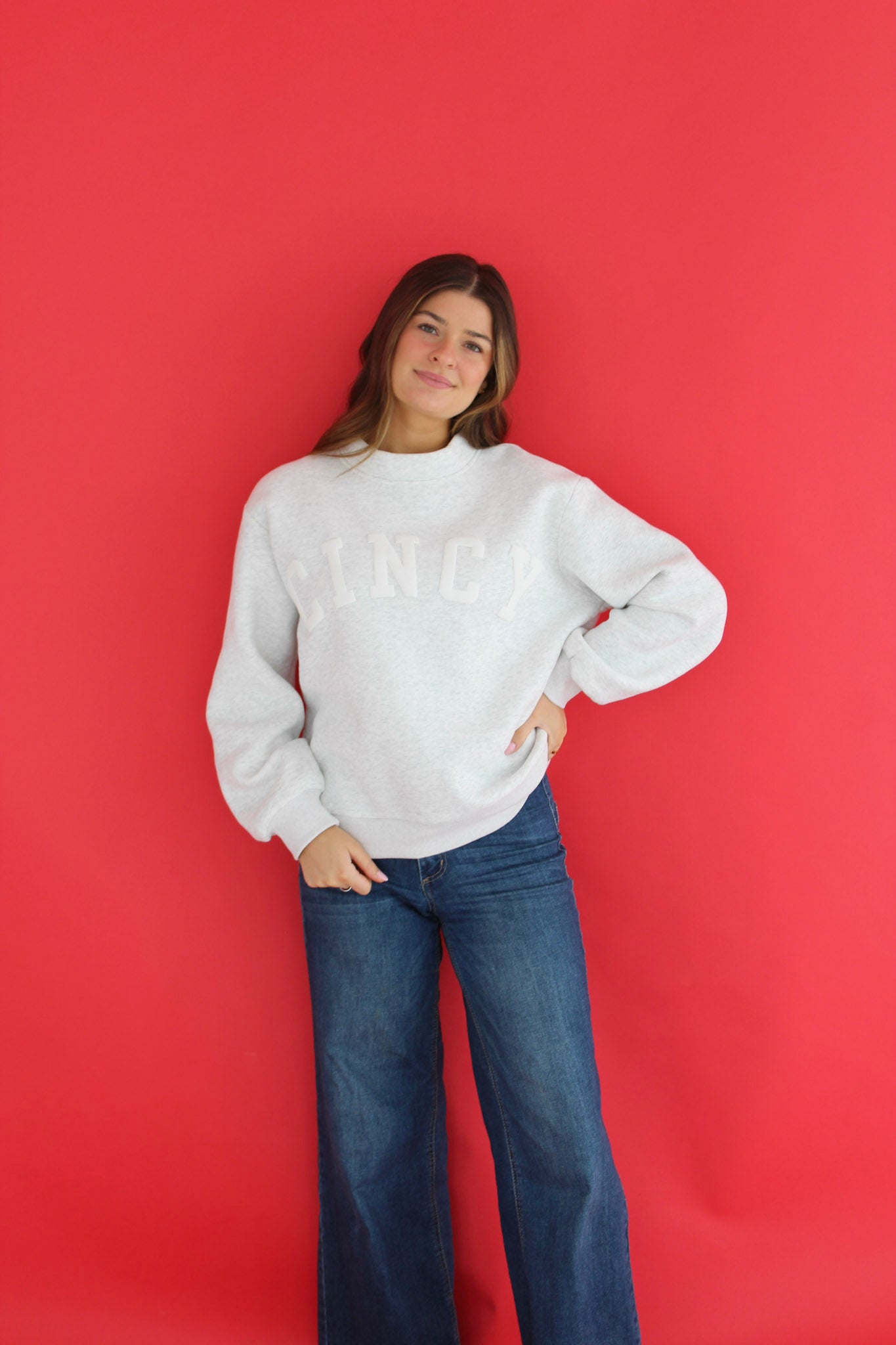 Cincy Mockneck - Ash Gray/White (PREORDER)