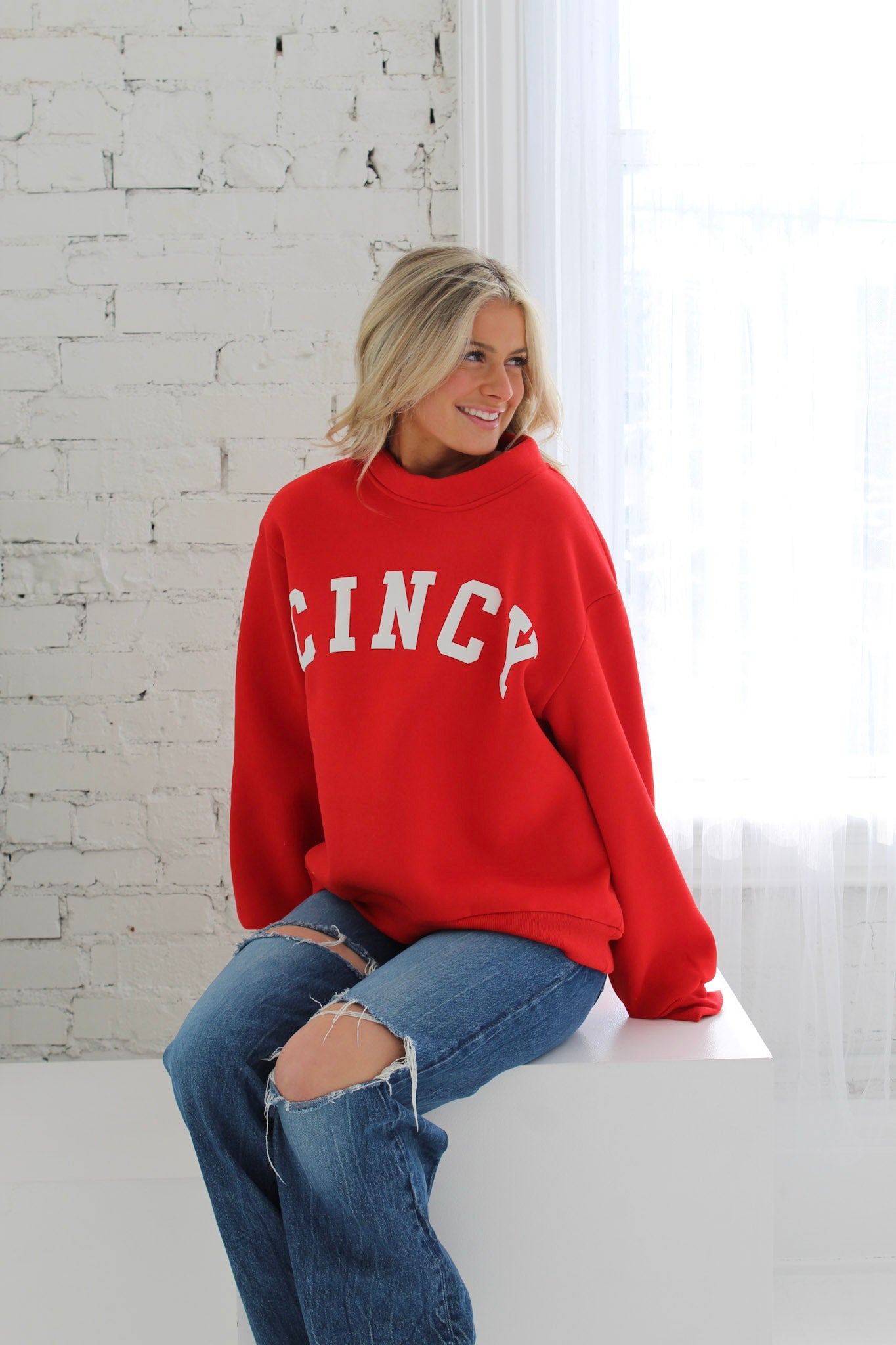 Cincy Mockneck - Red/White (PREORDER)