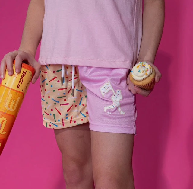 Confetti Cupcake Diamond Air Mesh Shorts - Youth