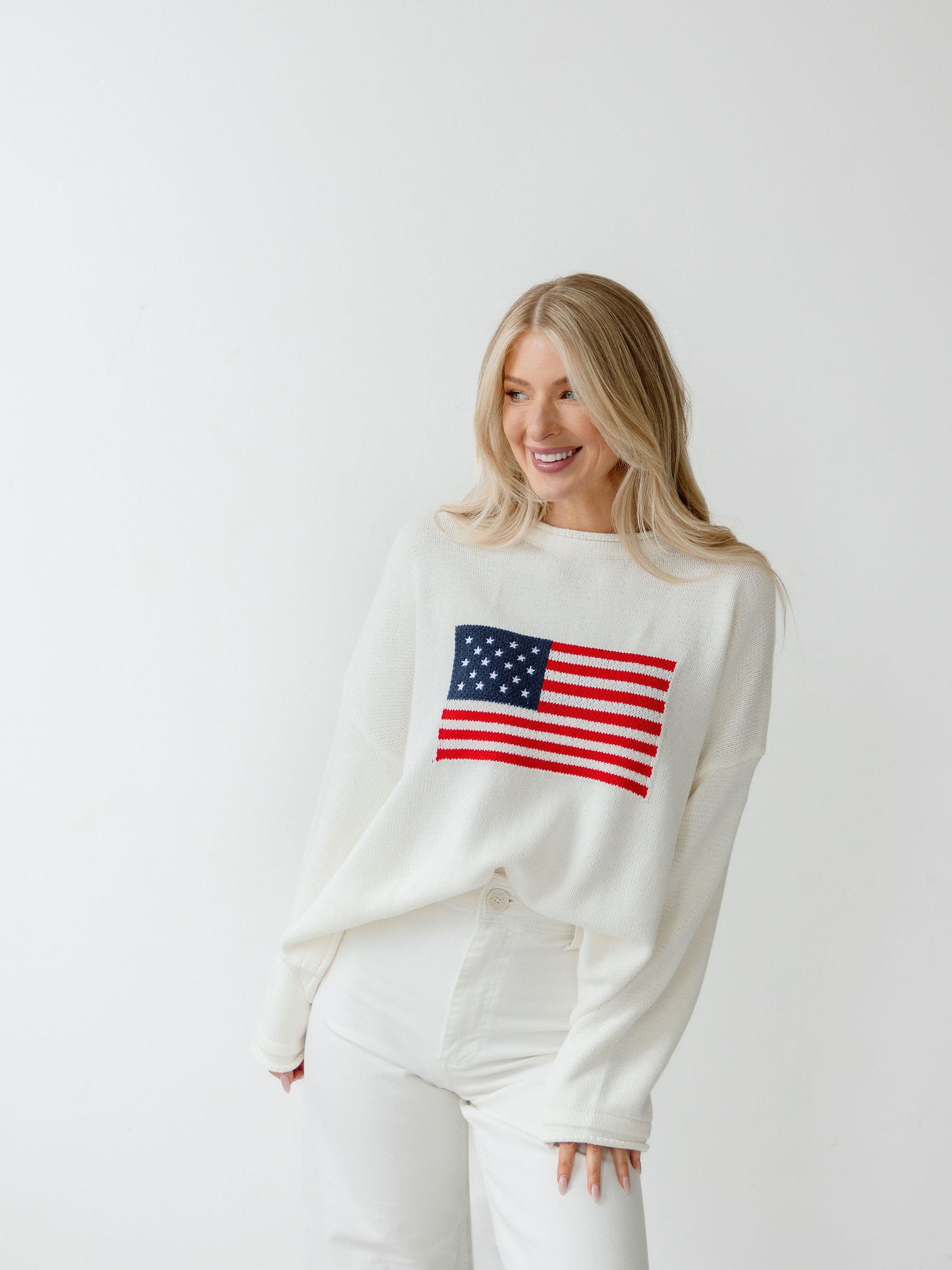 White Americana Sweater