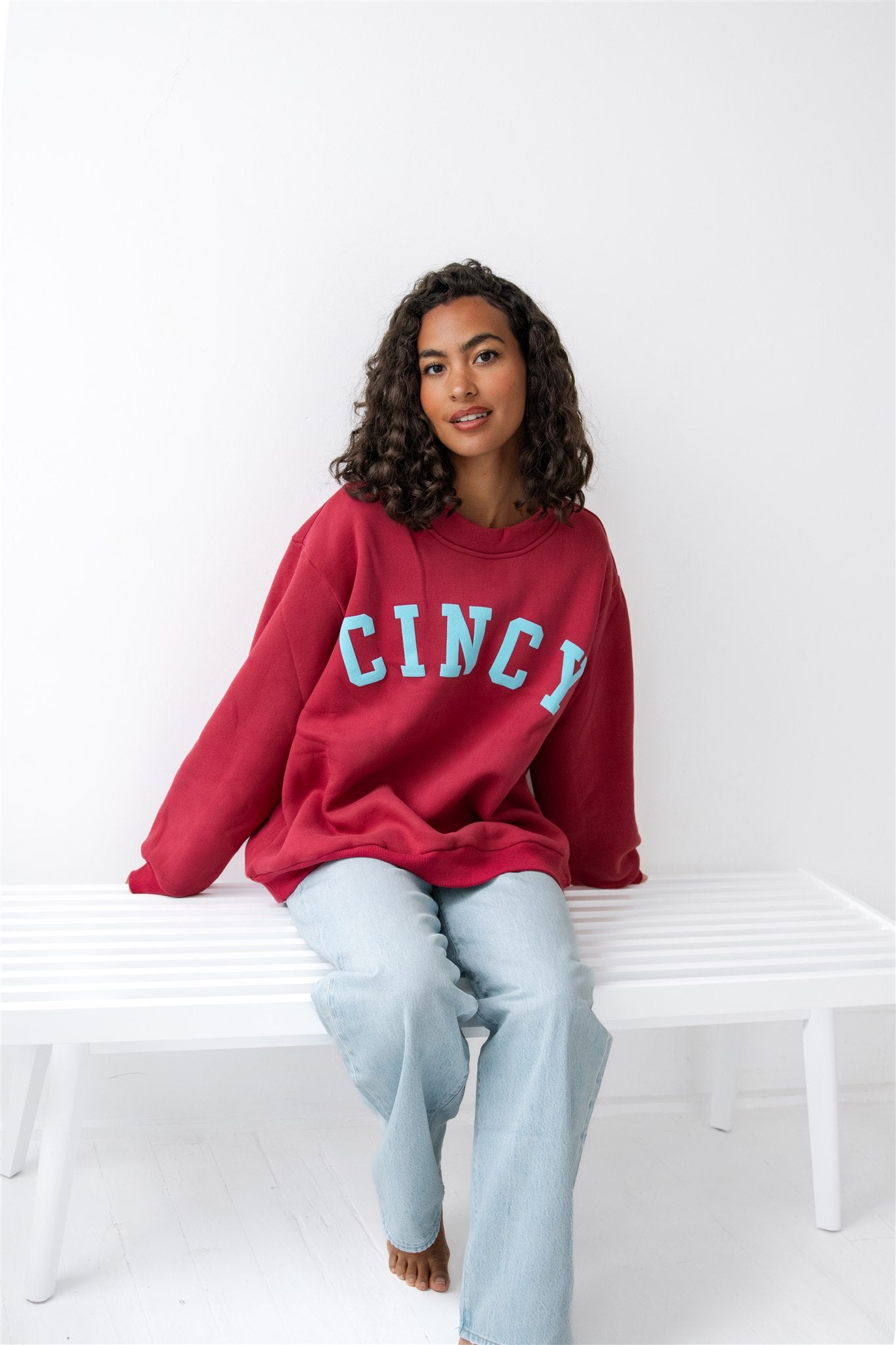 Cincy Mockneck - Dark Cherry/Bright Blue