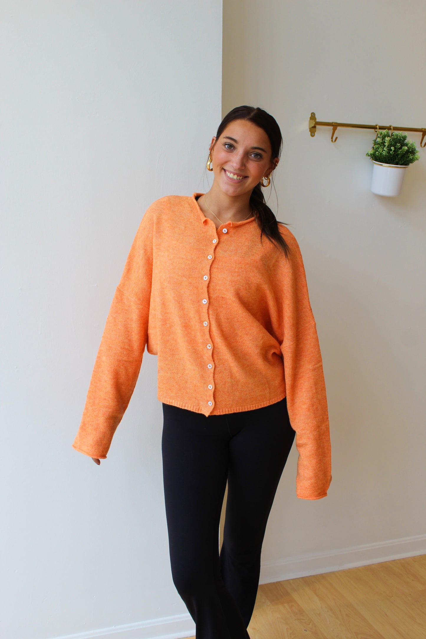 Orange Piper Cardigan