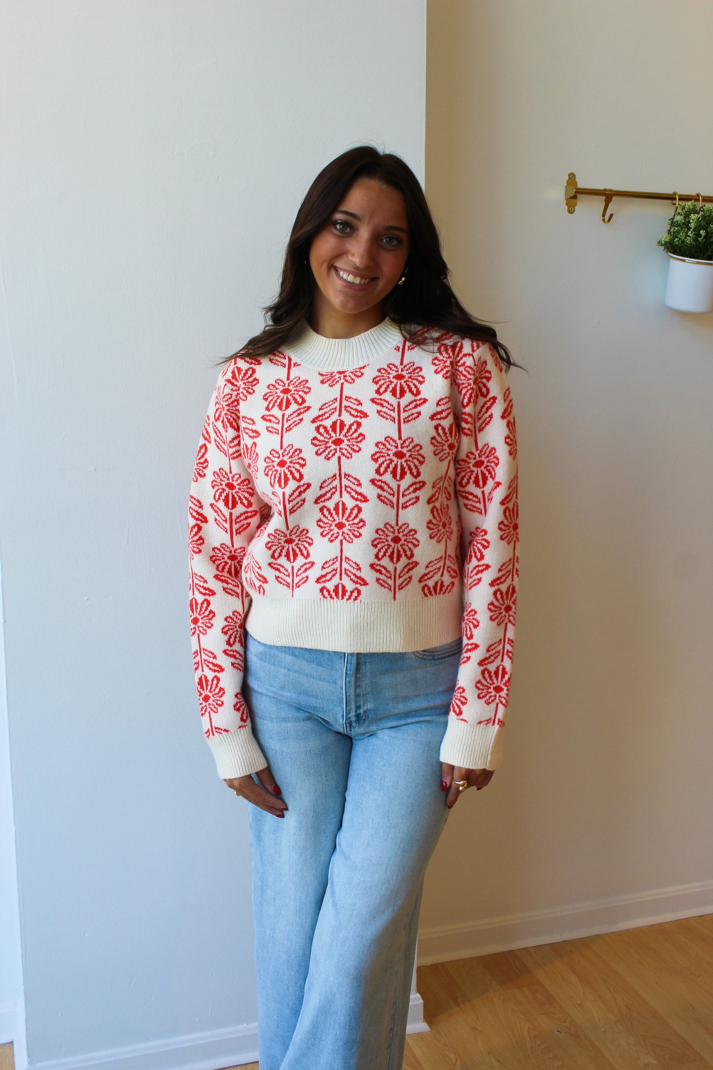 Tangerine Floral Sweater