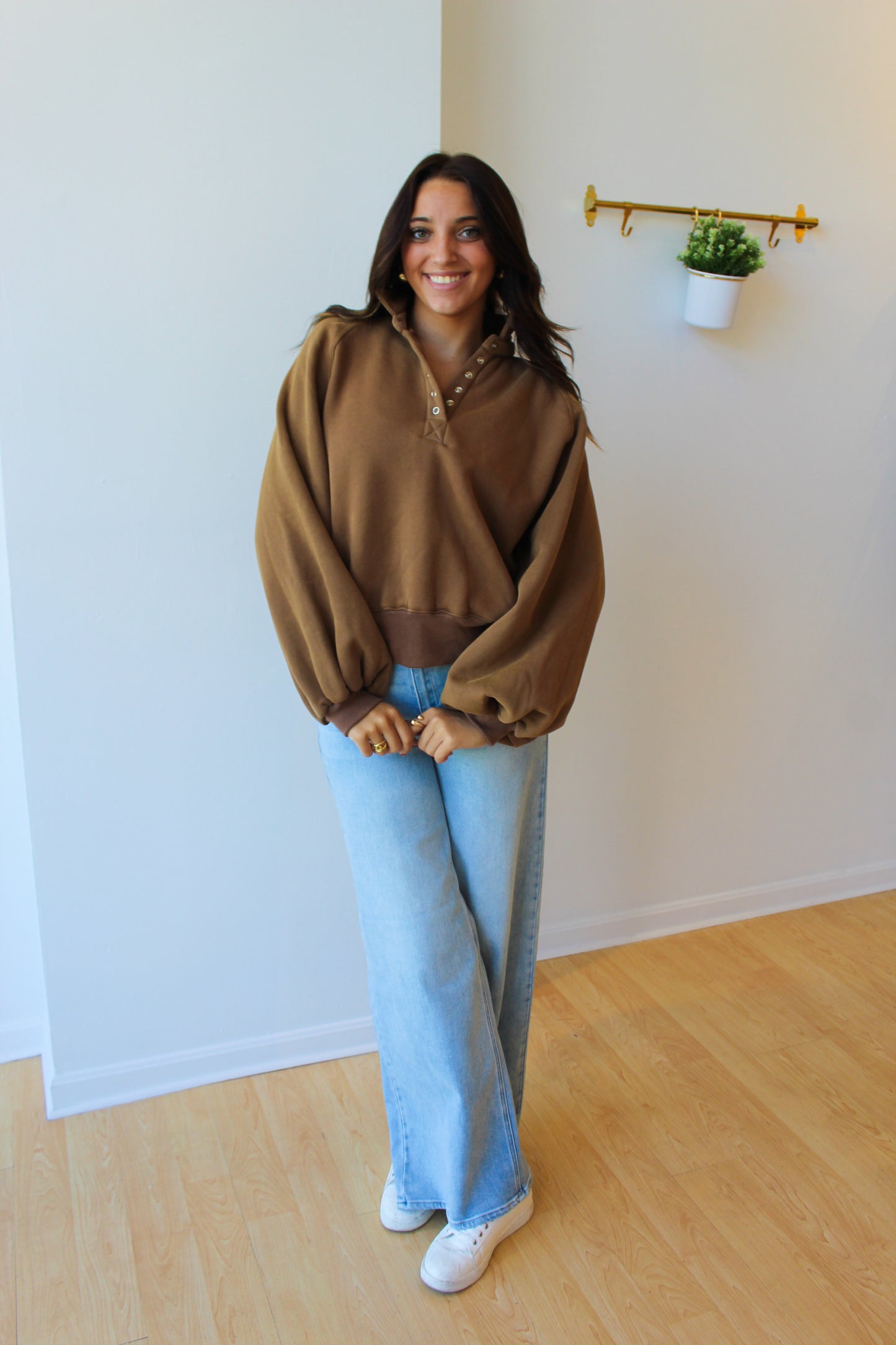 Caramel Snap Button Pullover