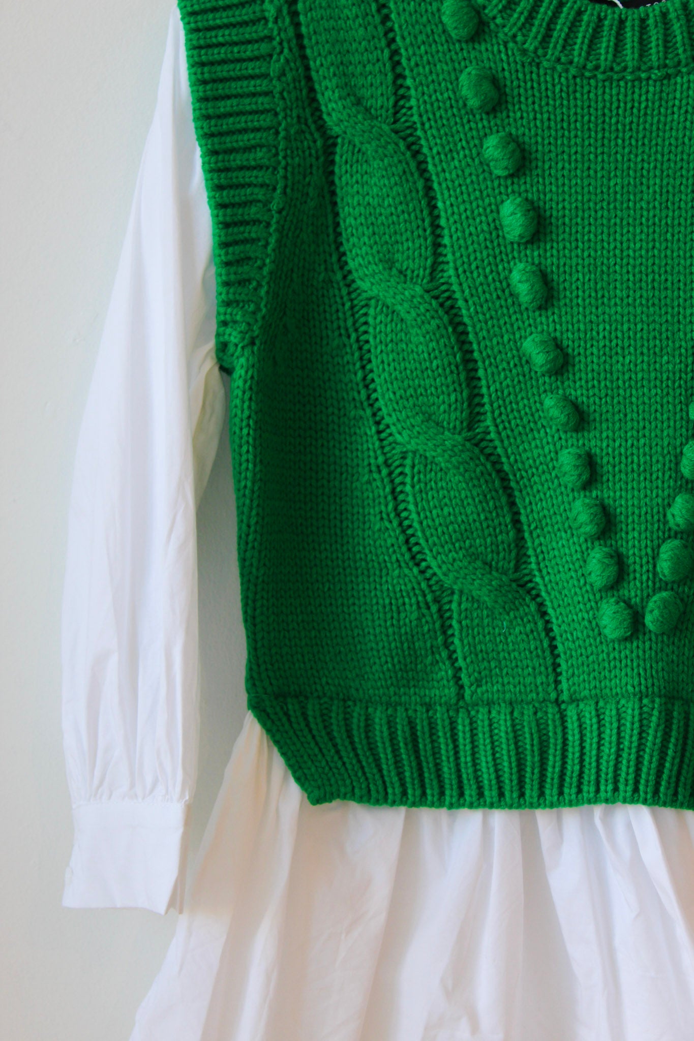 Kelly Green Mixed Media Cable Sweater