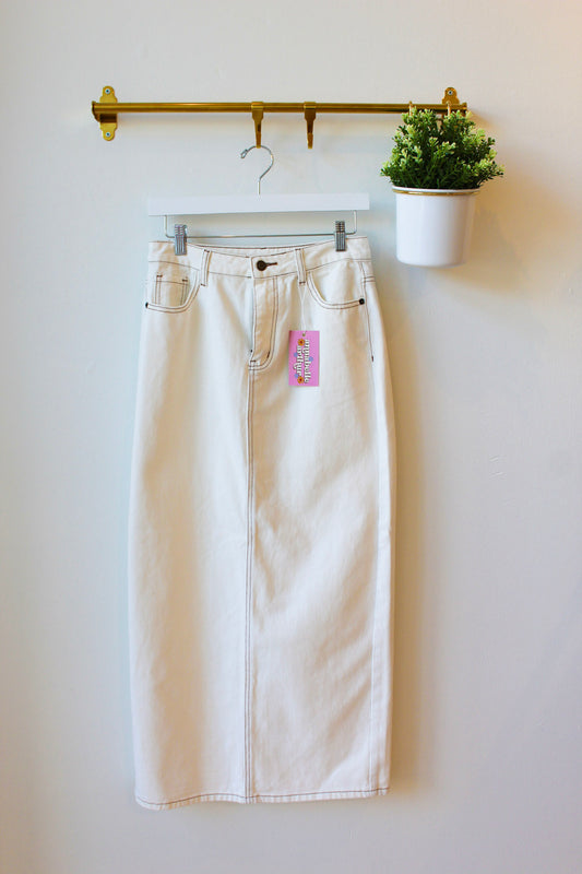 Marshmallow Cream Denim Skirt