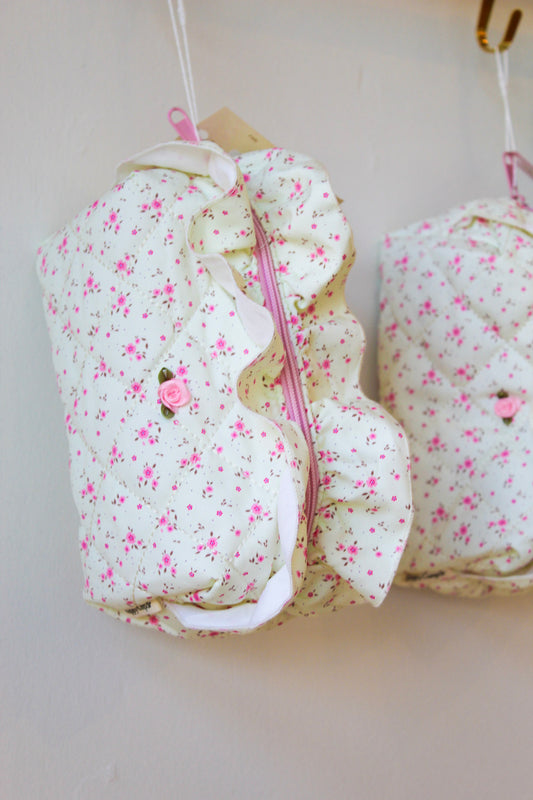 Pink Roses Ruffle Pouch