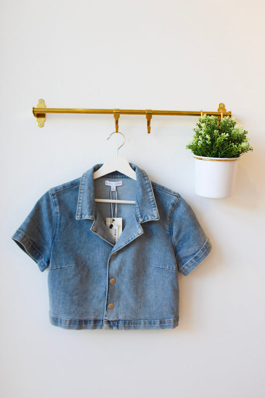 Denim Button Crop Top