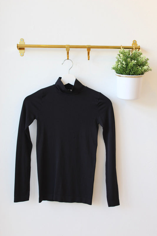 Stretchy Black Mock Neck Top