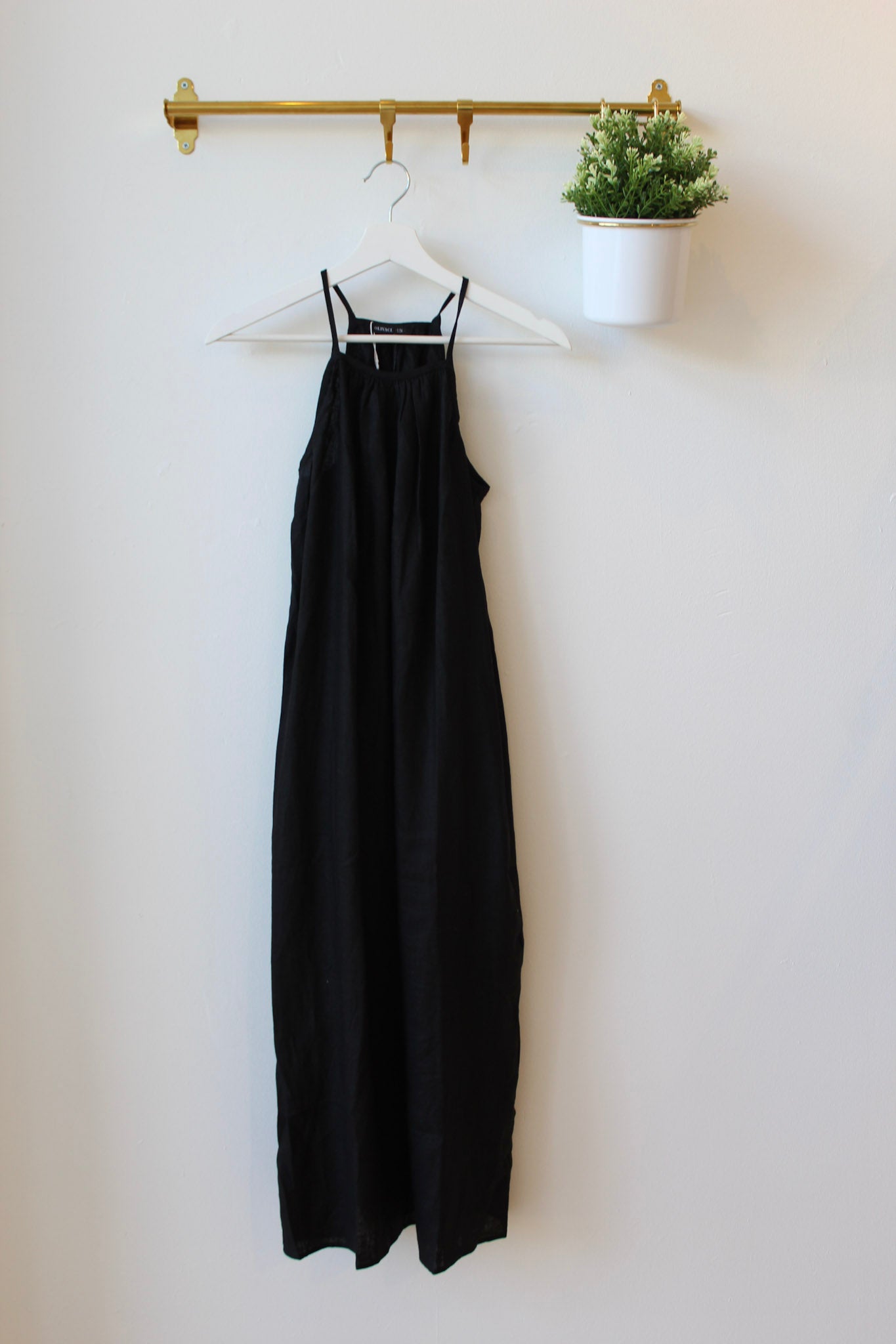 Black Linen Midi Dress