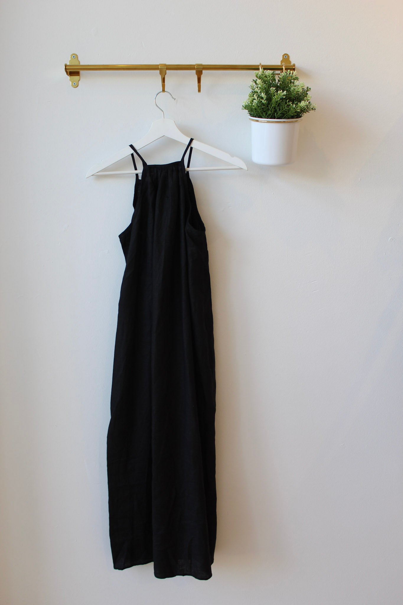 Black Linen Midi Dress