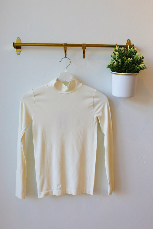 Stretchy Ivory Mock Neck Top