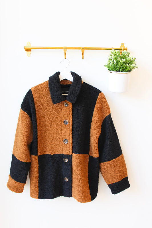 Oversized Teddy Check Coat