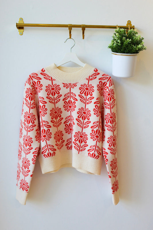 Tangerine Floral Sweater