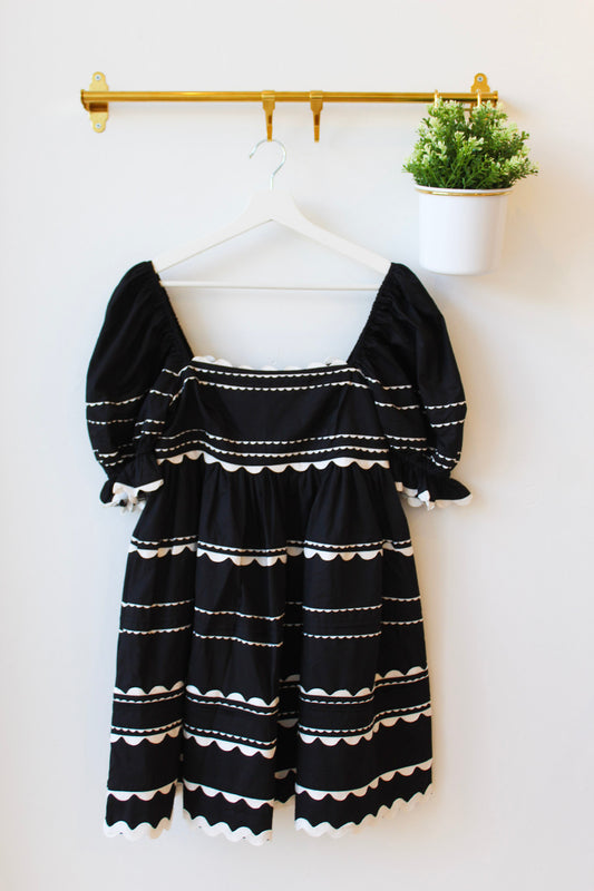 Black Scalloped Mini Dress