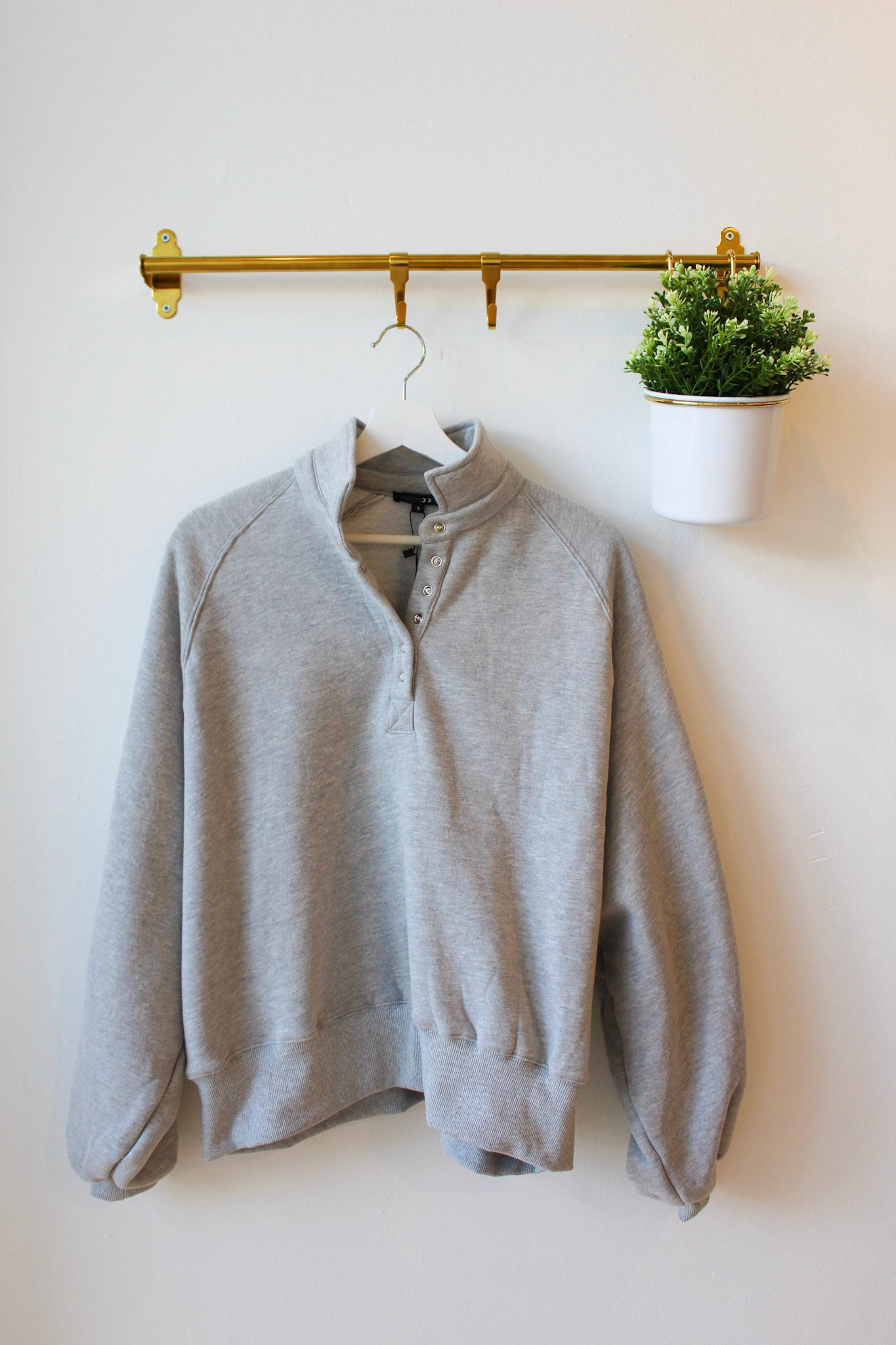 Light Gray Snap Button Pullover