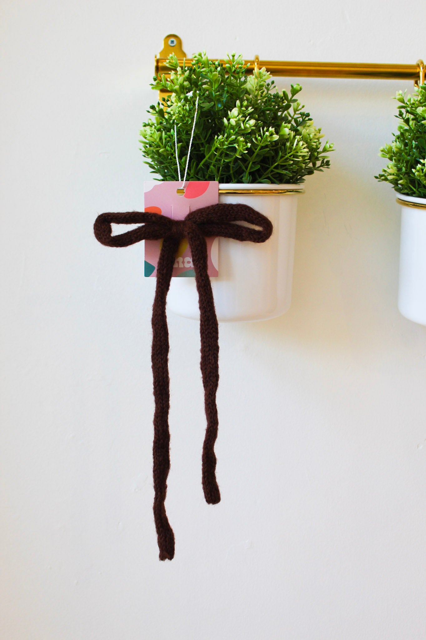 Brown Knit Bow