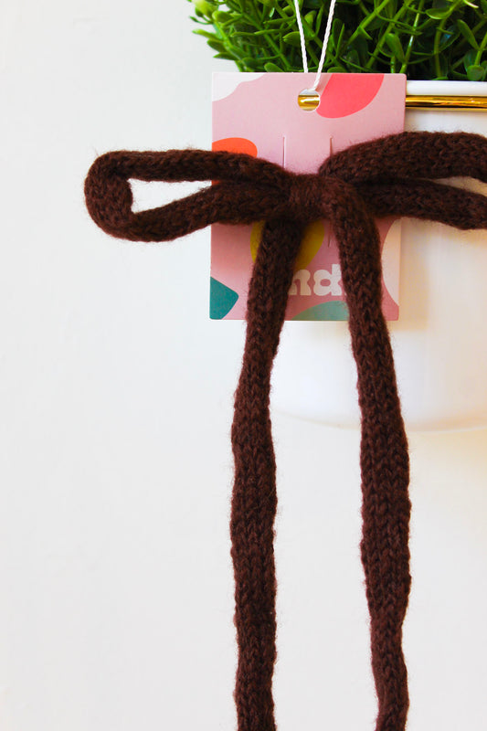 Brown Knit Bow