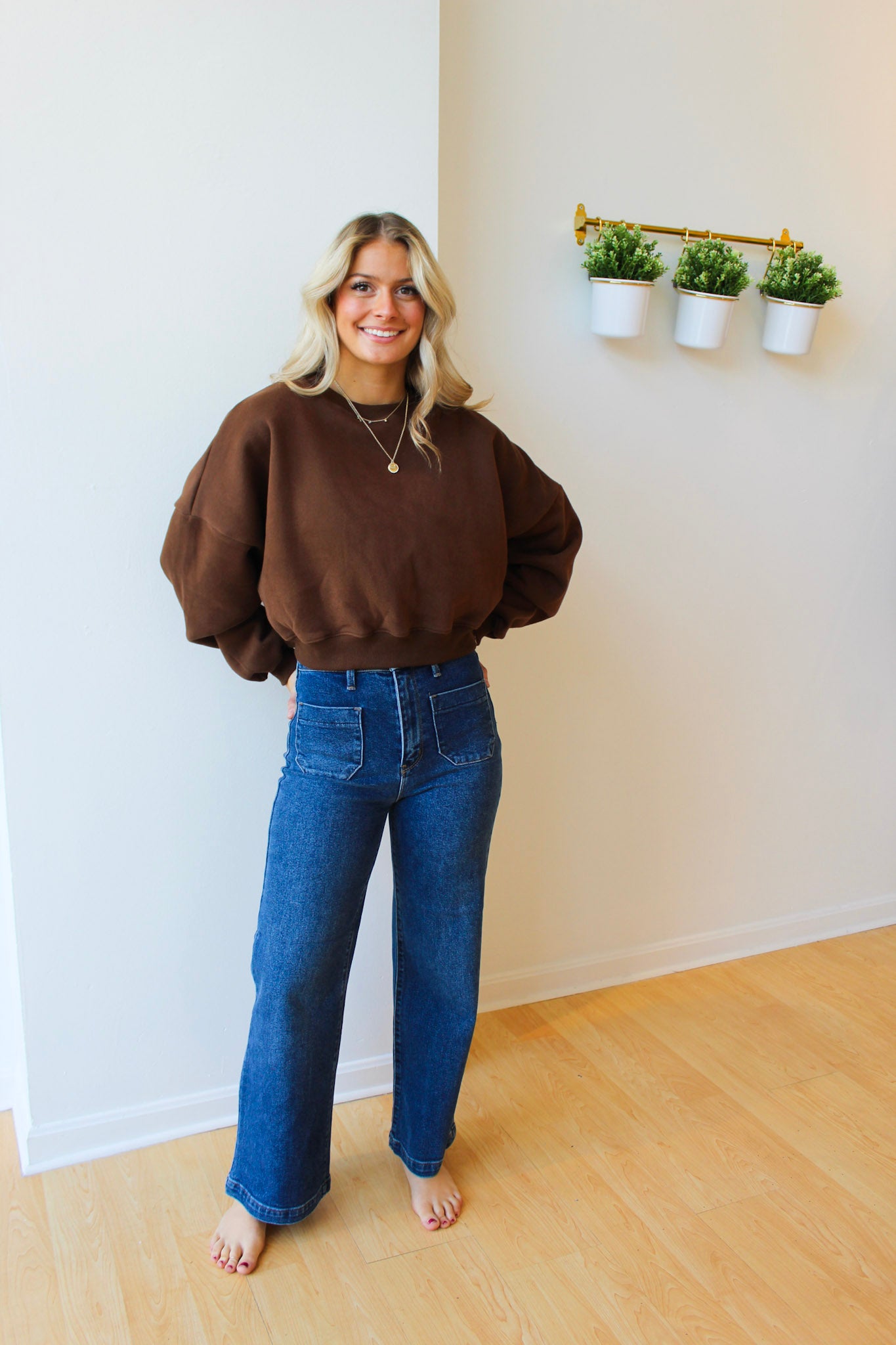 Laura Fleece Crewneck - Chocolate