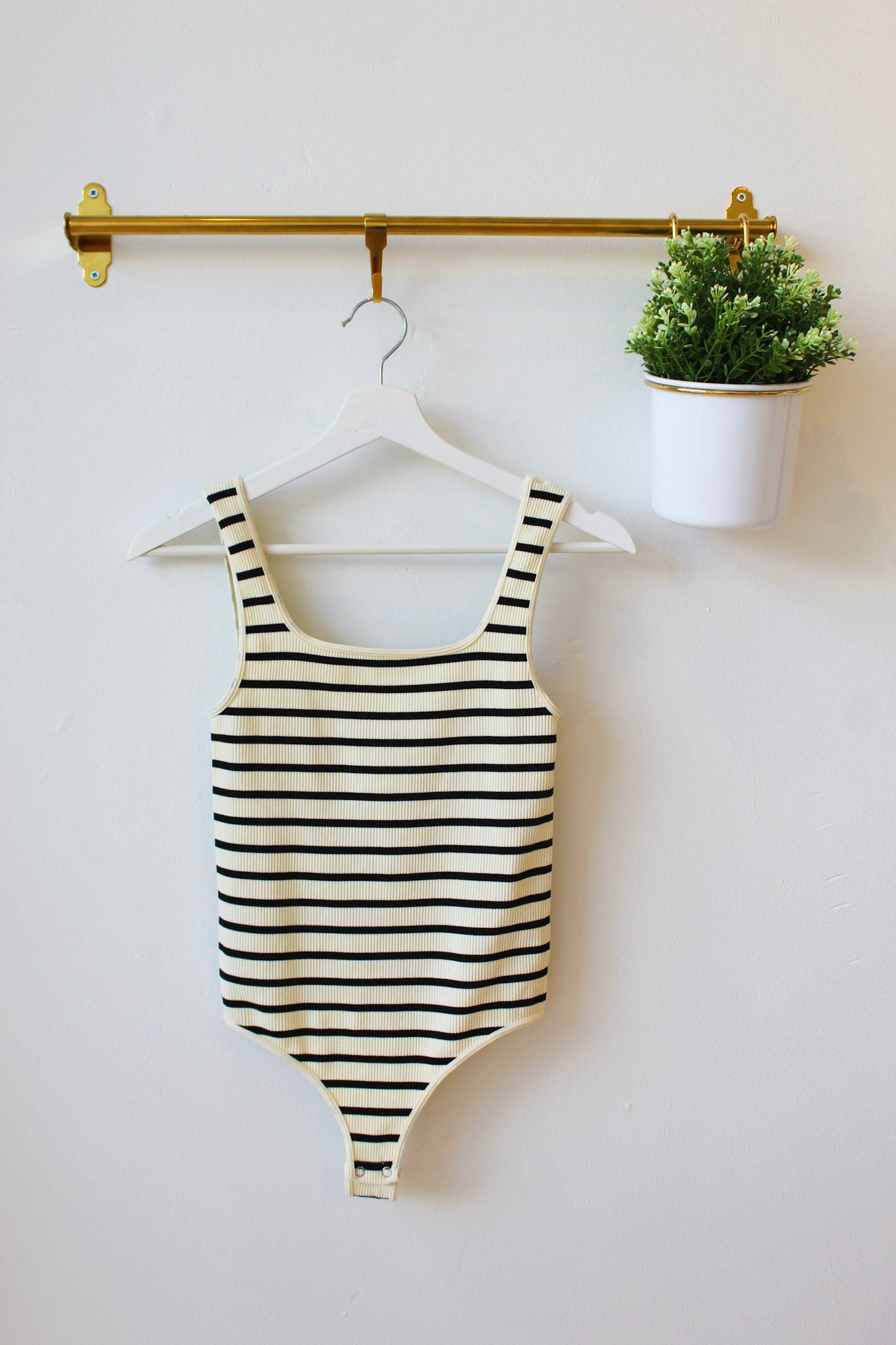 Helen Striped Bodysuit - Black