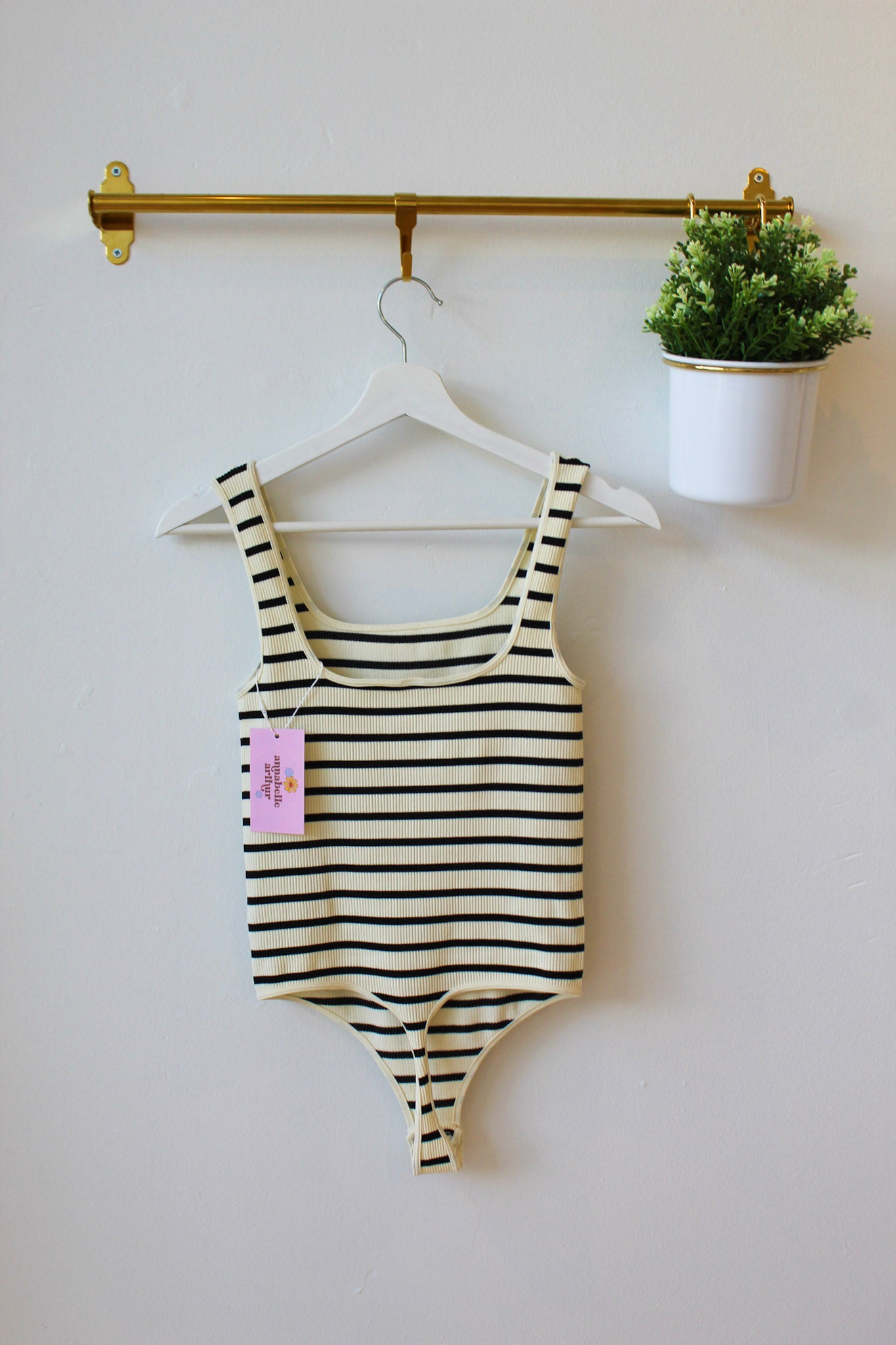 Helen Striped Bodysuit - Black