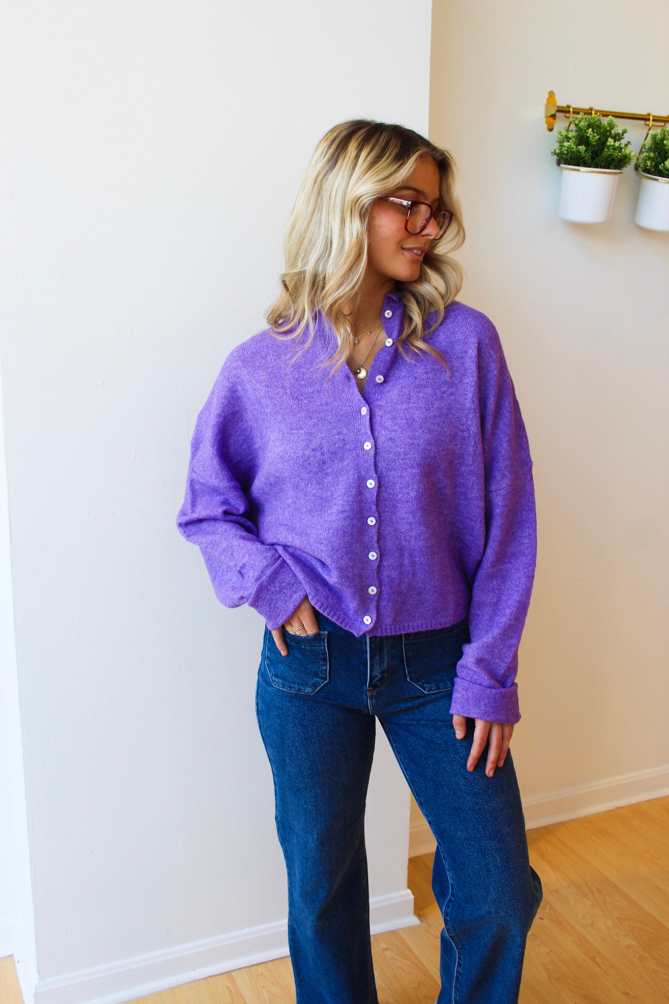 Purple Piper Cardigan