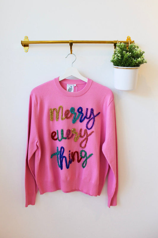 Merry Everything Sweater - Pink