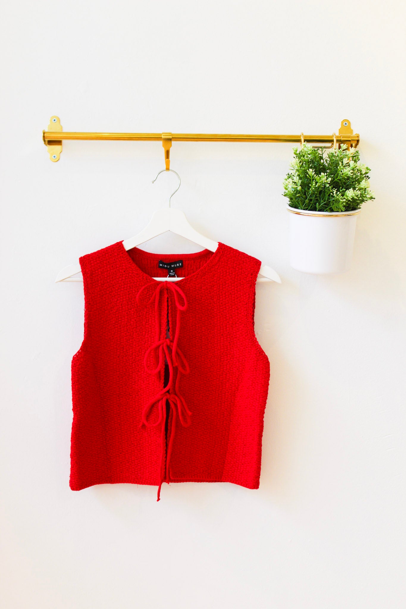 Marlow Knitted Tie Top - Red